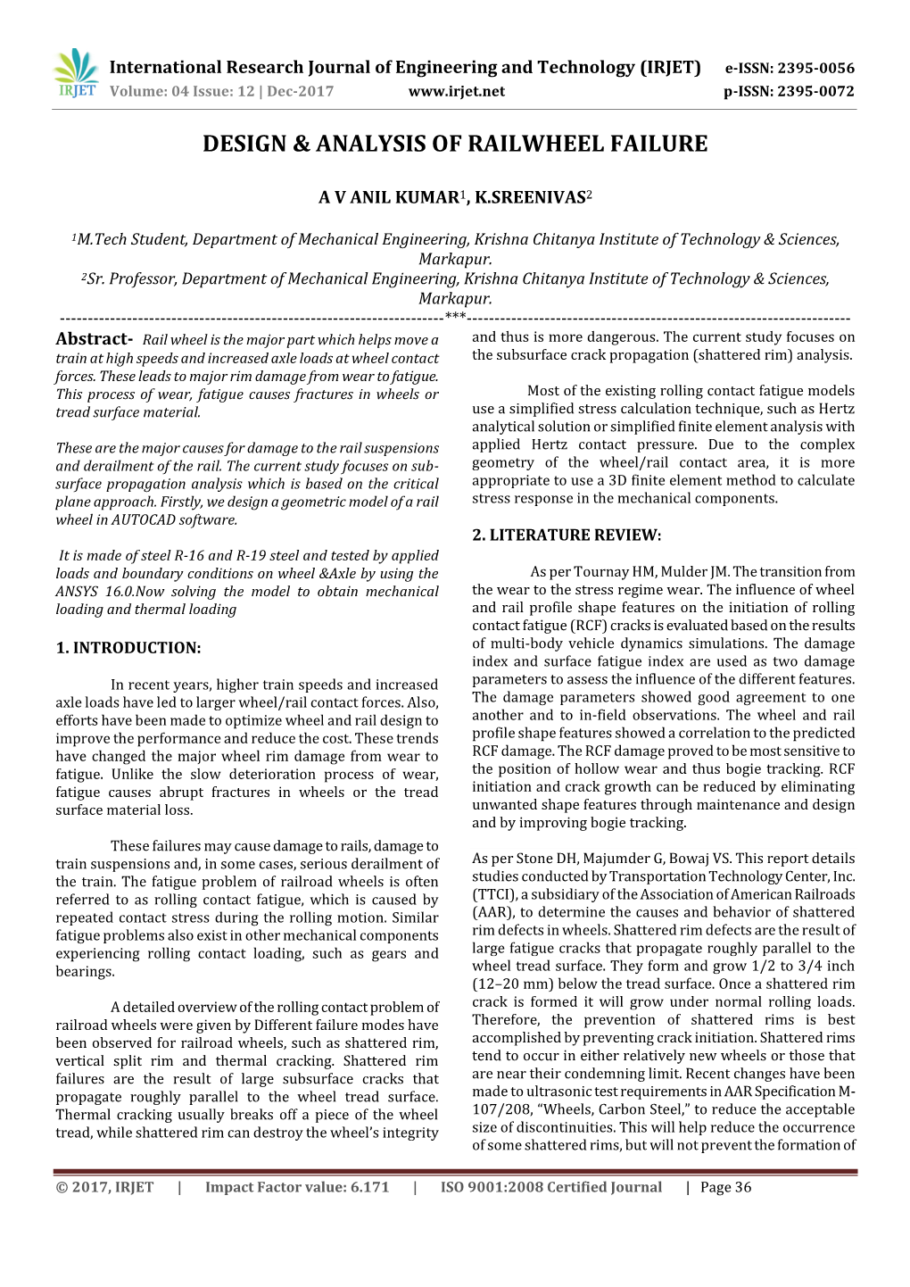 Design & Analysis of Rail Wheel Failure