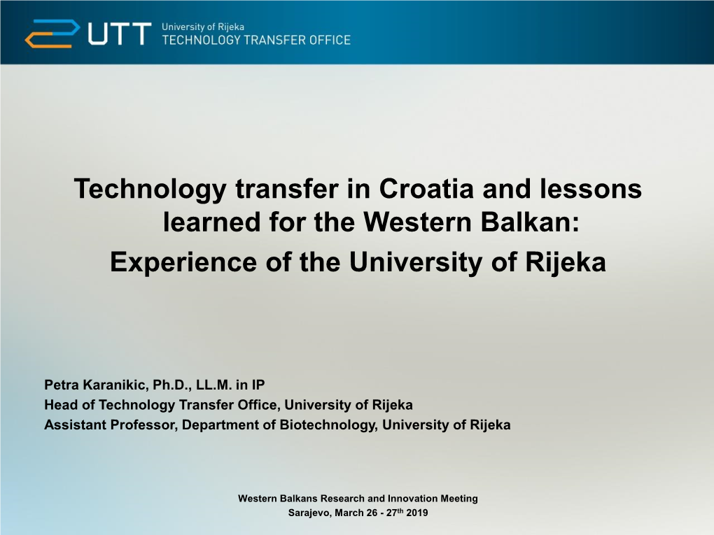 Experience of the University of Rijeka