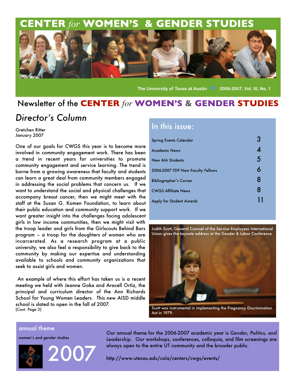 CENTER for WOMEN's & GENDER STUDIES
