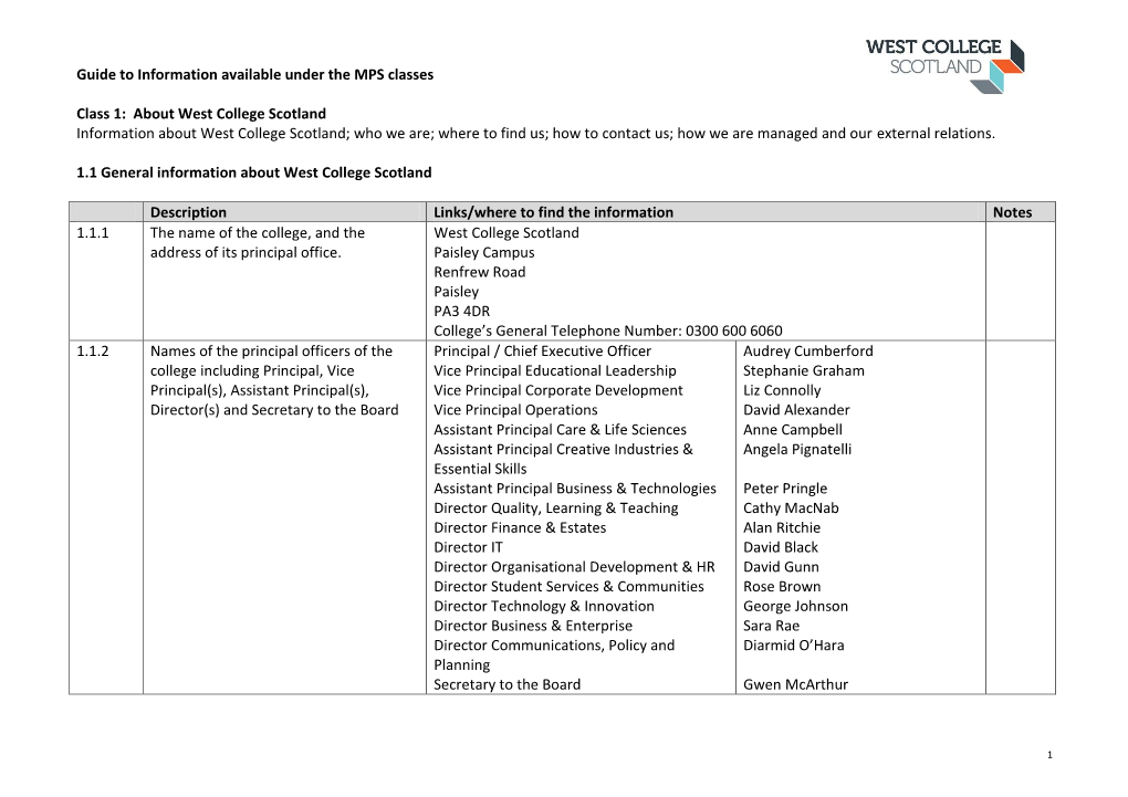 Guide to Information Available Under the MPS Classes