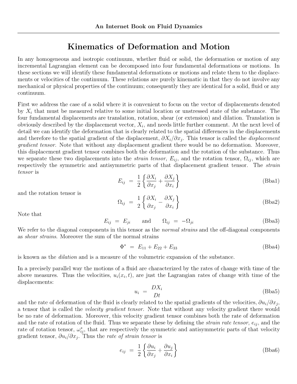 Kinematics of Deformation and Motion