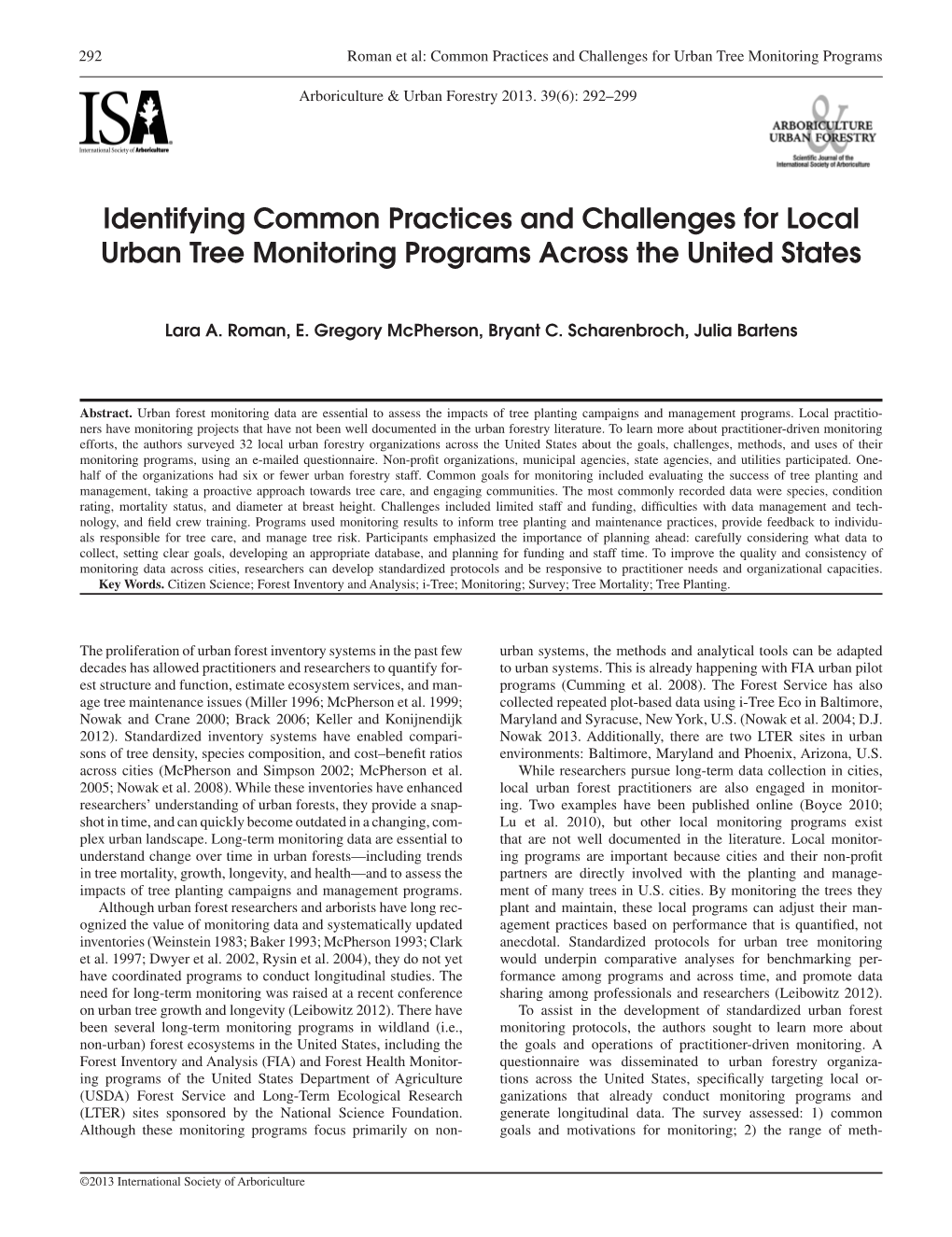 Identifying Common Practices and Challenges for Local Urban Tree Monitoring Programs Across the United States
