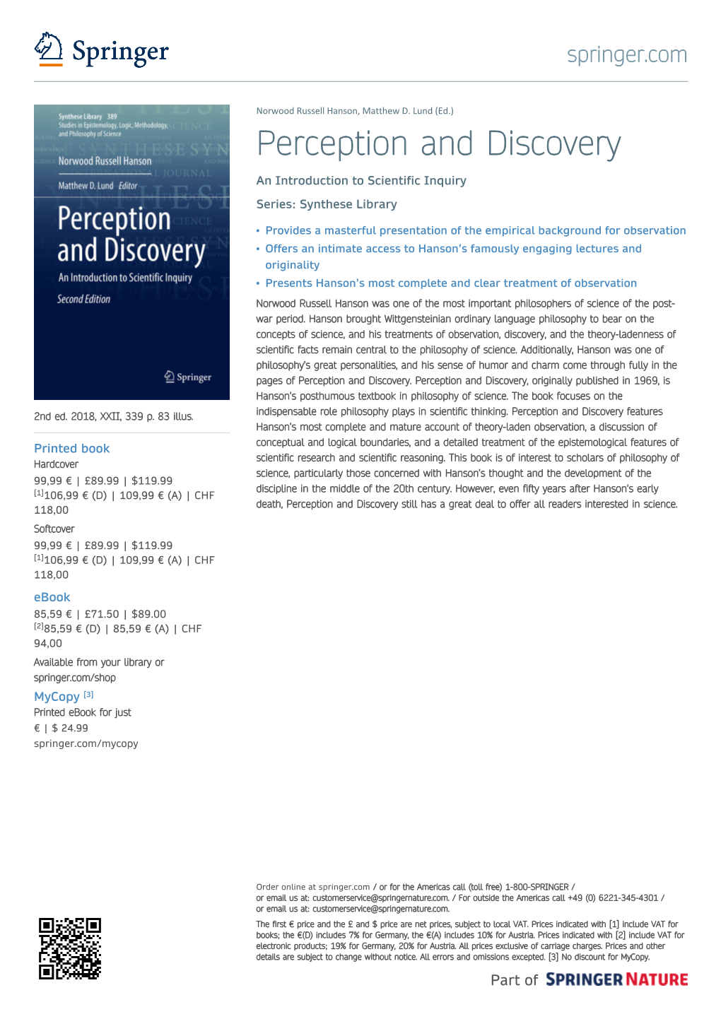 Perception and Discovery an Introduction to Scientific Inquiry Series: Synthese Library