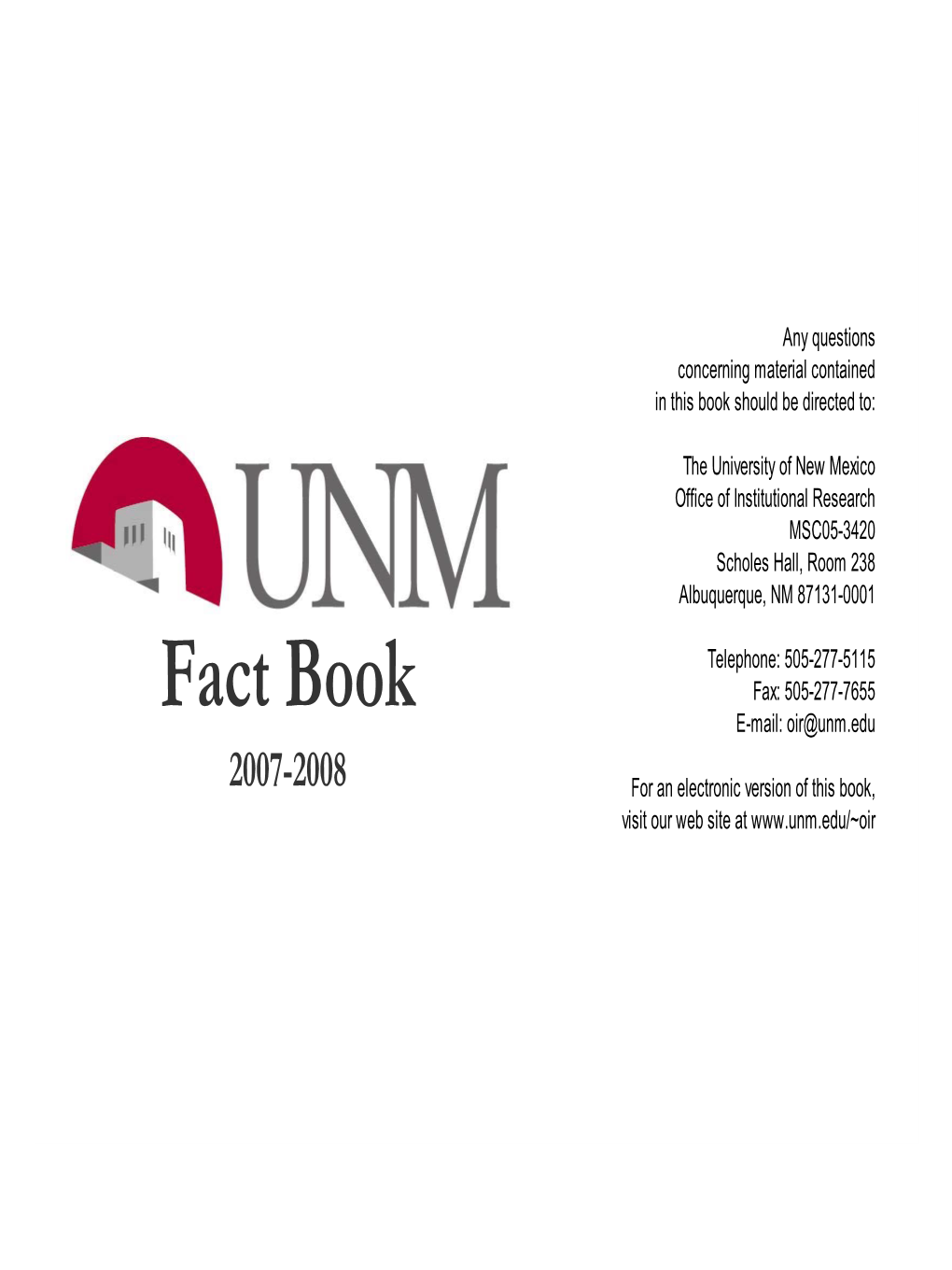 UNM Fact Book 2007-08