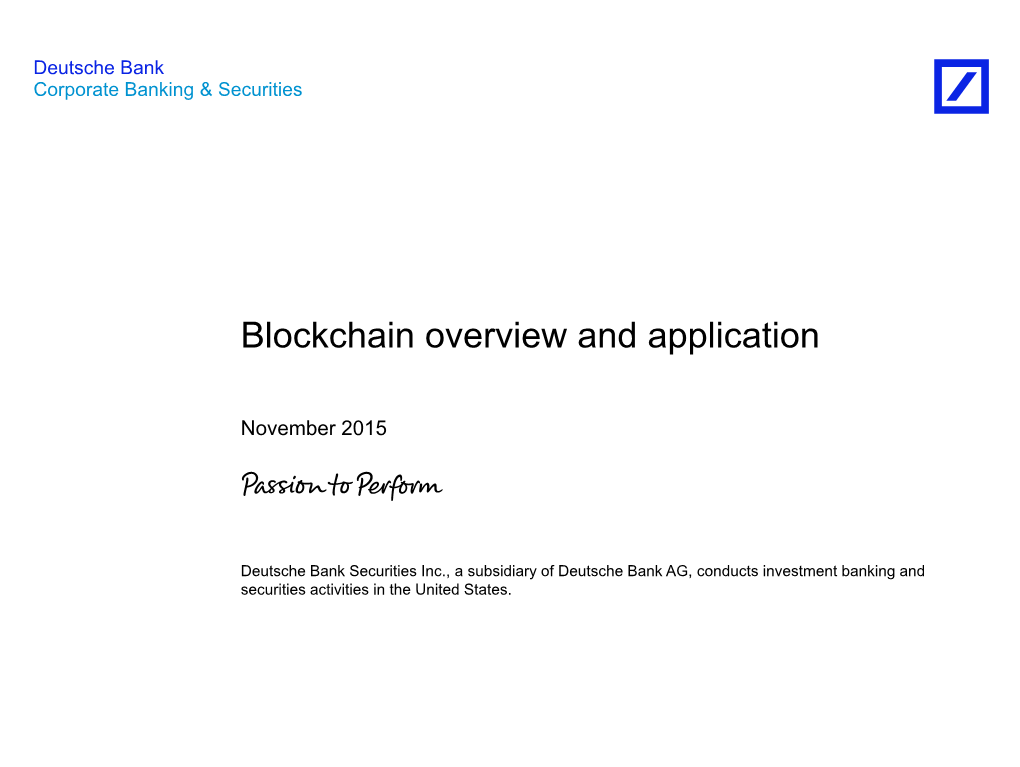 Blockchain Overview and Application