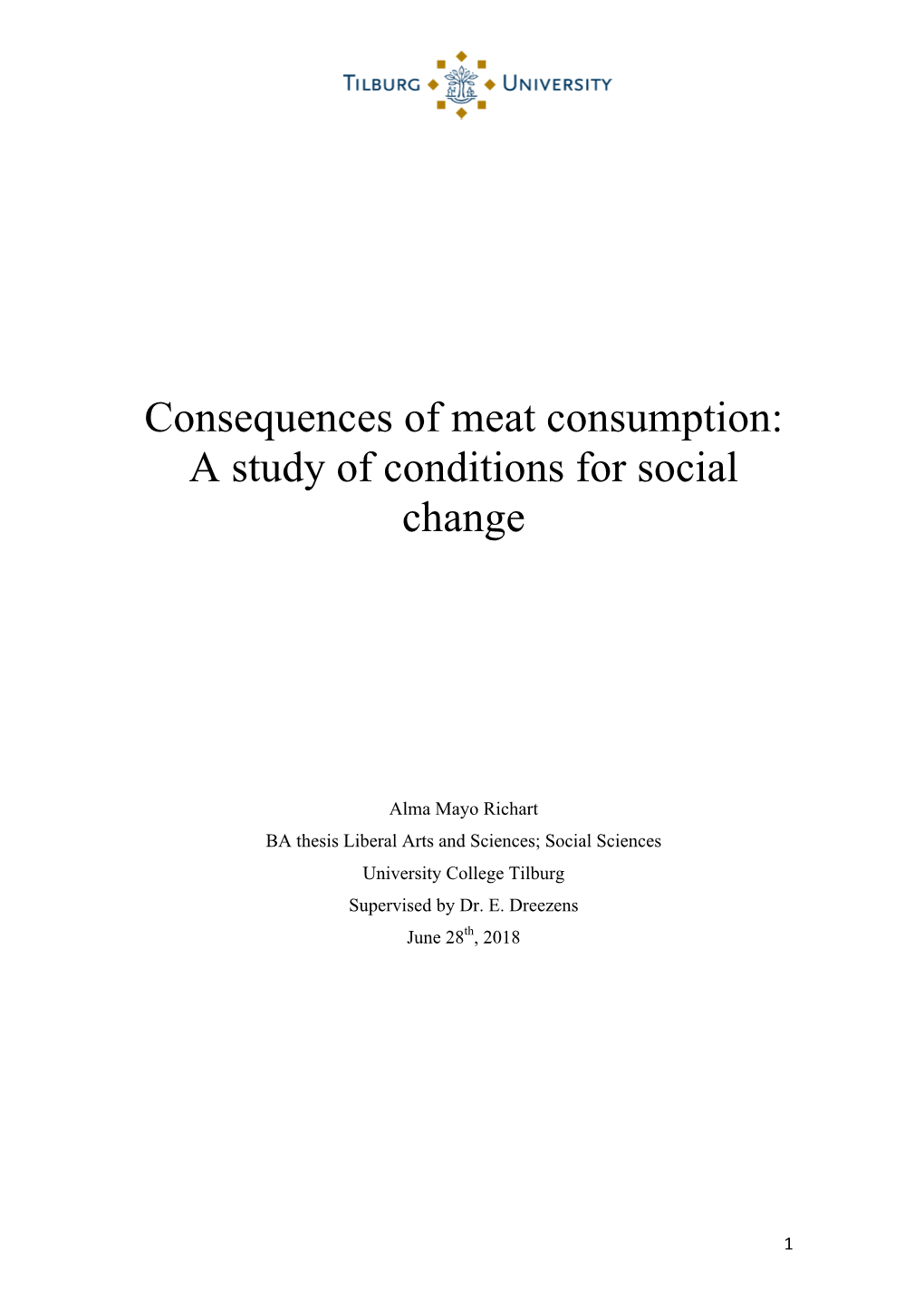 Consequences of Meat Consumption: a Study of Conditions for Social Change