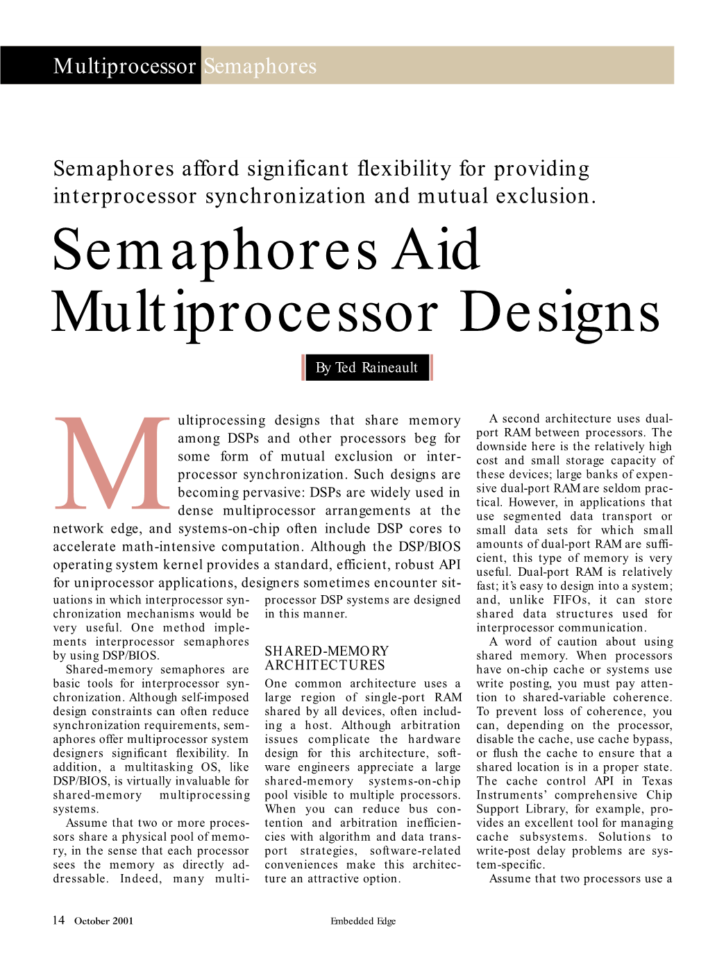 Embedded Edge Multiprocessor Semaphores