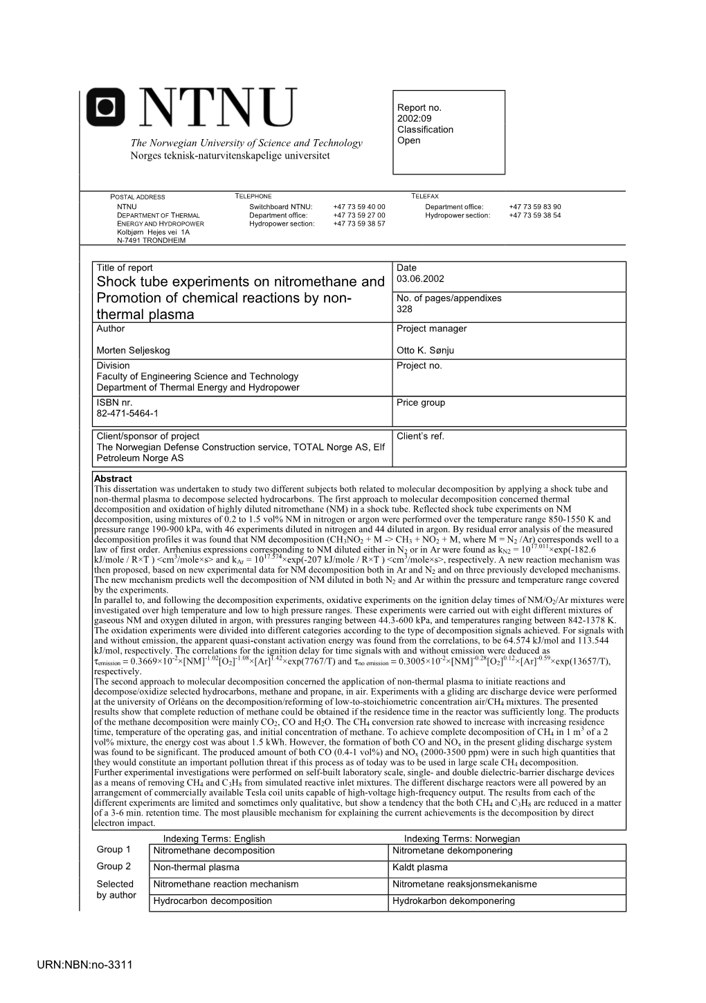 Shock Tube Experiments on Nitromethane and Promotion Of