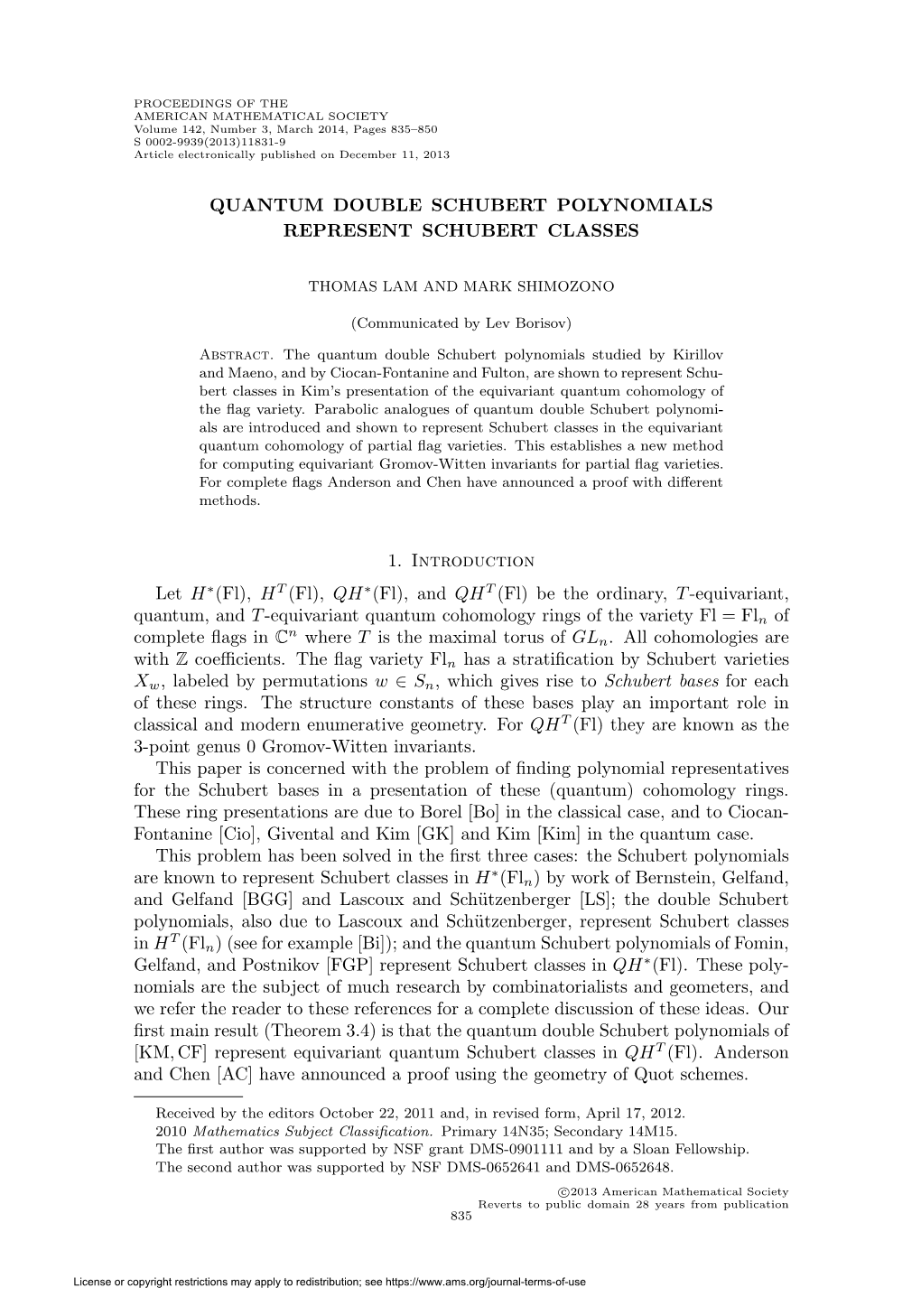 Quantum Double Schubert Polynomials Represent Schubert Classes