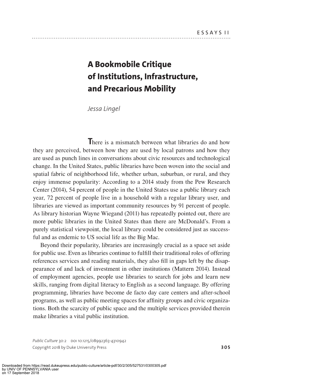 A Bookmobile Critique of Institutions, Infrastructure, and Precarious Mobility