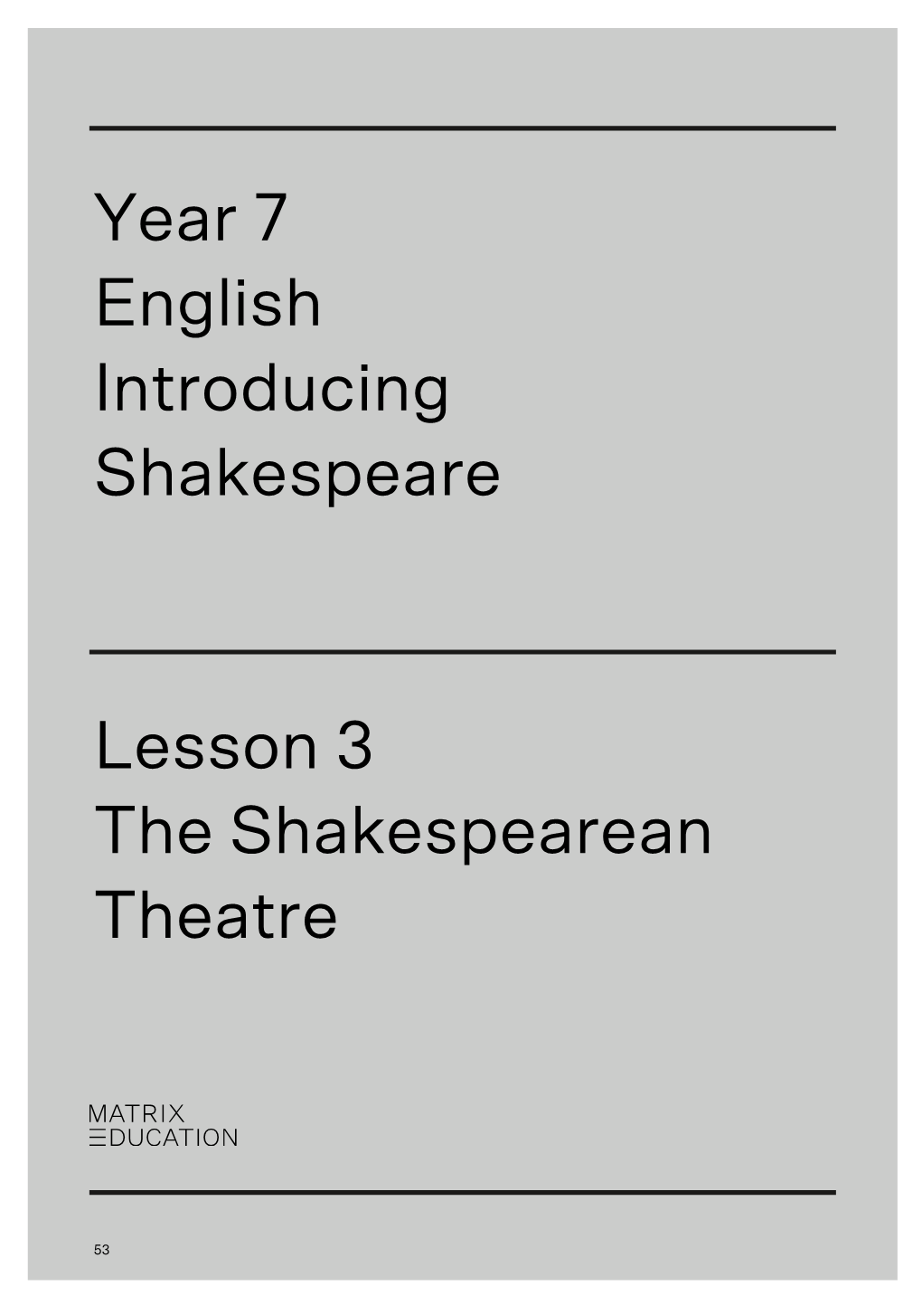 Year 7 English Introducing Shakespeare Lesson 3 The