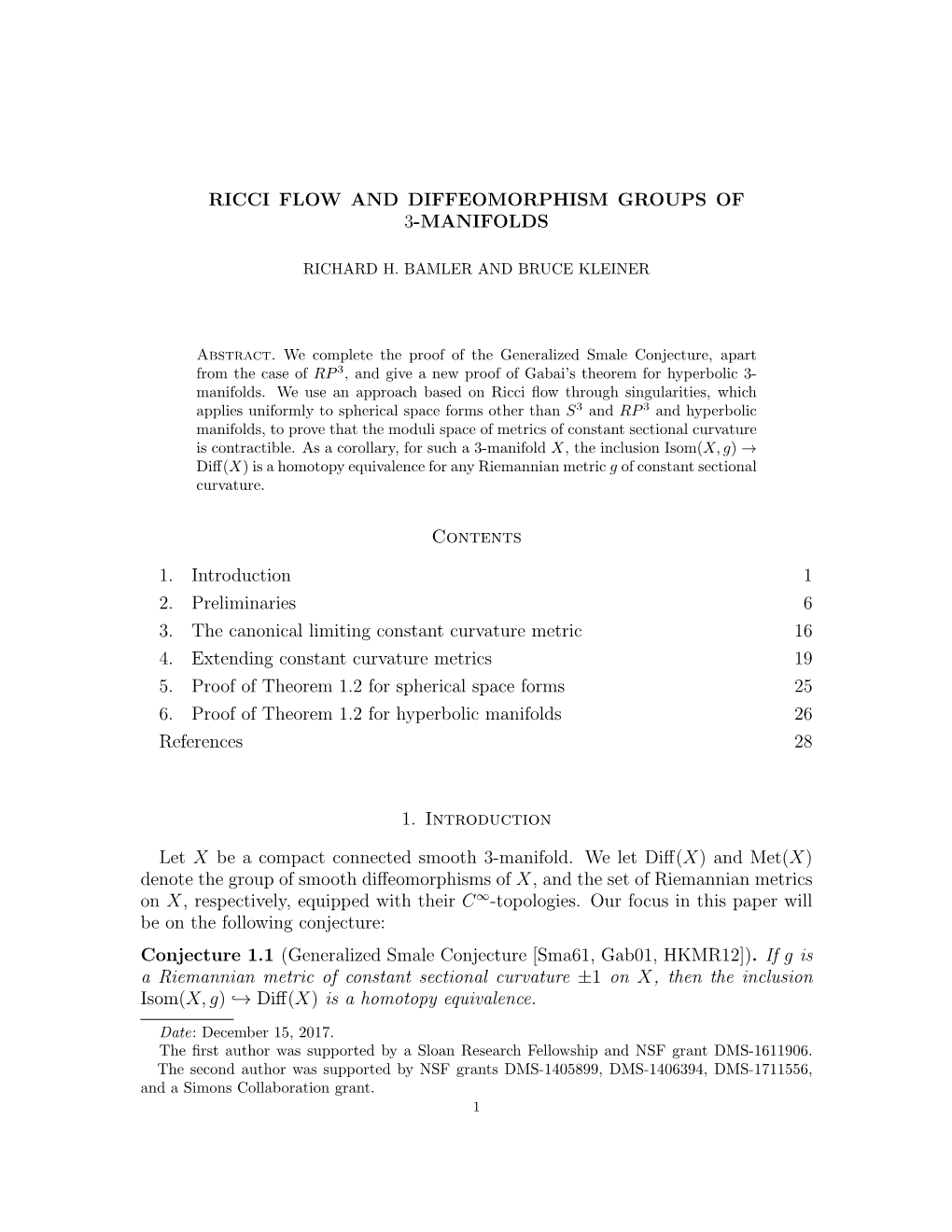 Ricci Flow and Diffeomorphism Groups of 3-Manifolds