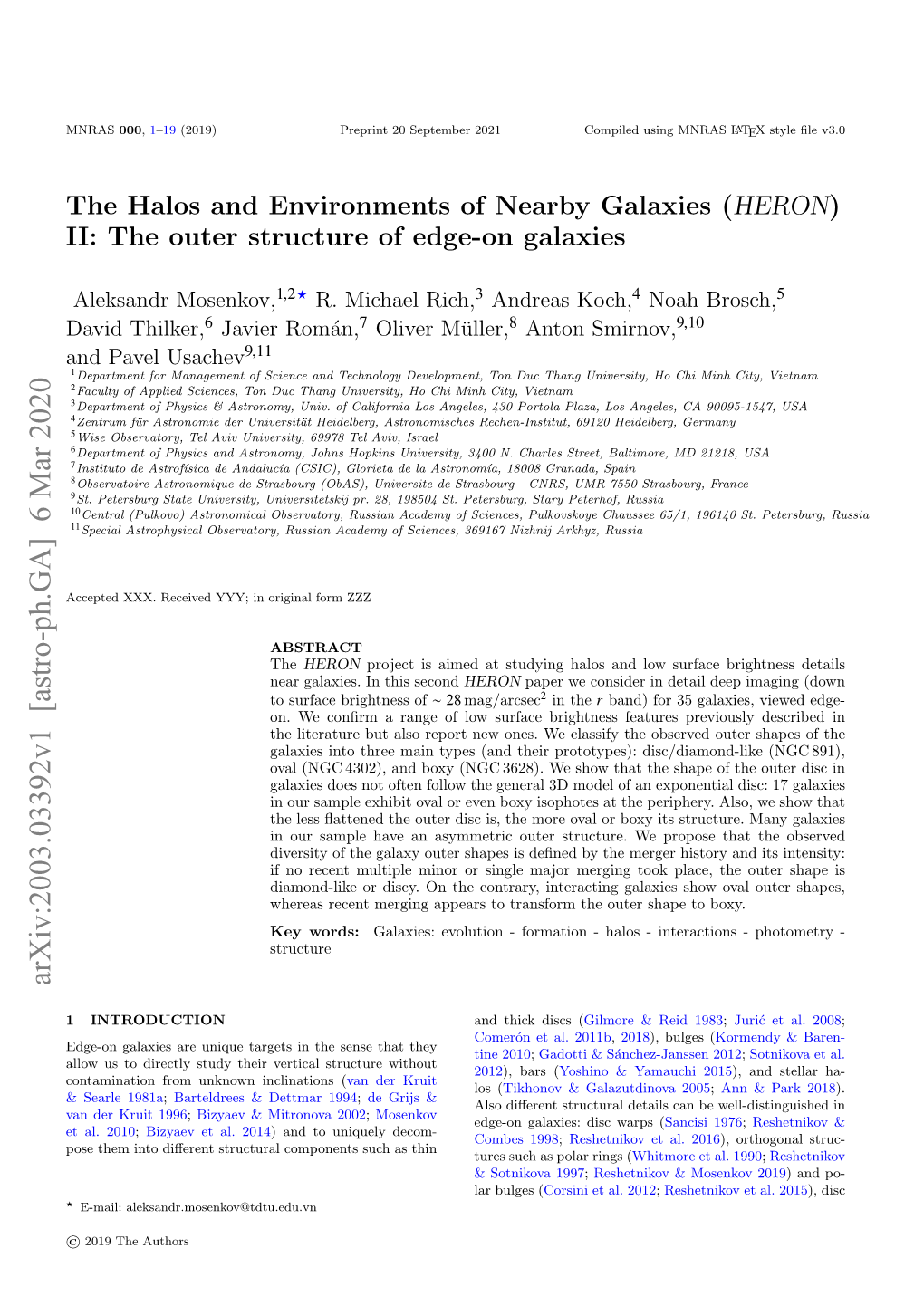 Arxiv:2003.03392V1 [Astro-Ph.GA] 6 Mar 2020