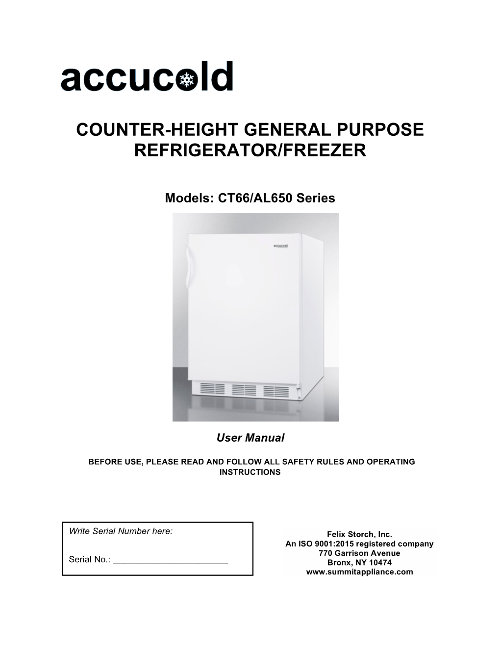 Counter-Height General Purpose Refrigerator/Freezer