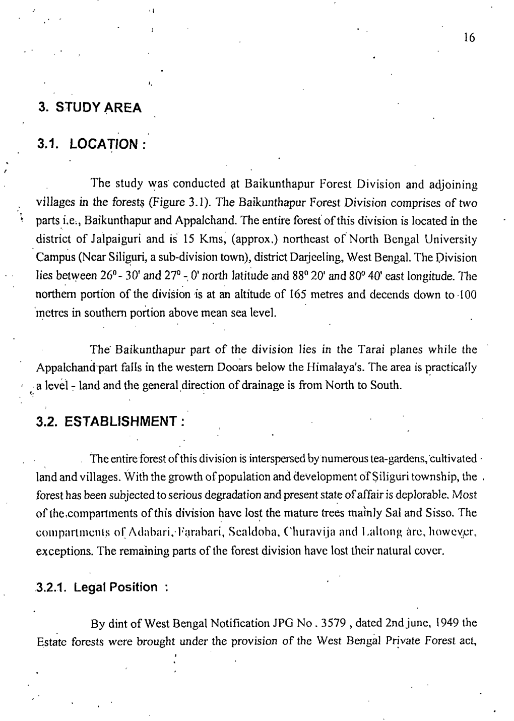 Baikunthapur Forest Division and Adjoining Villages in the Forests (Figure 3.1)