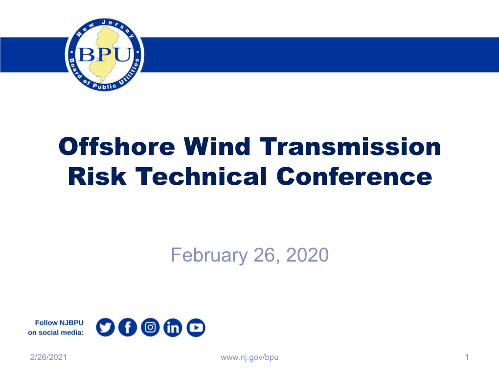 Offshore Wind Transmission Risk Technical Conference