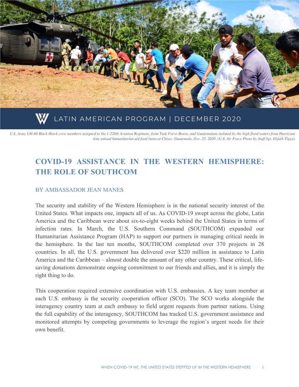 Covid-19 Assistance in the Western Hemisphere: the Role of Southcom