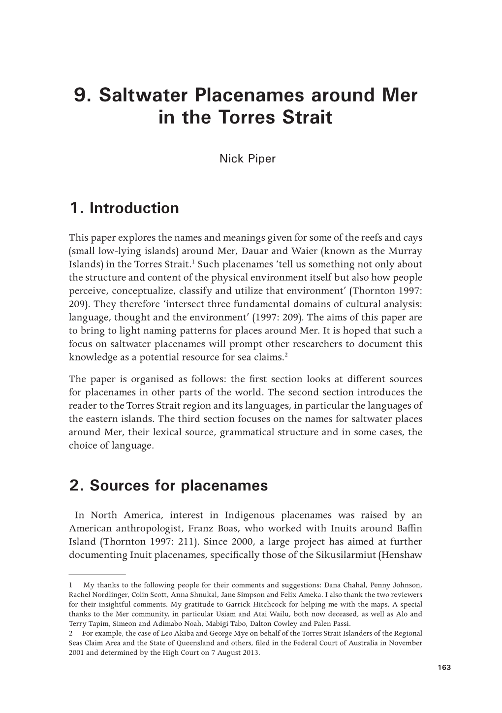 9. Saltwater Placenames Around Mer in the Torres Strait