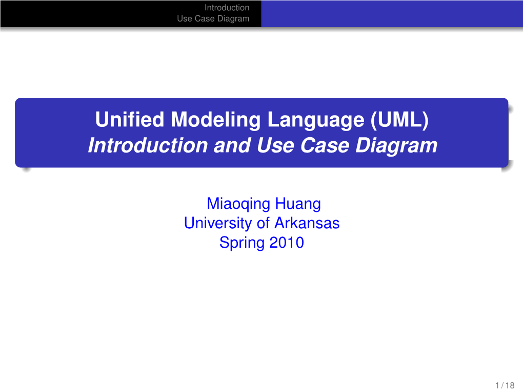 UML) Introduction and Use Case Diagram