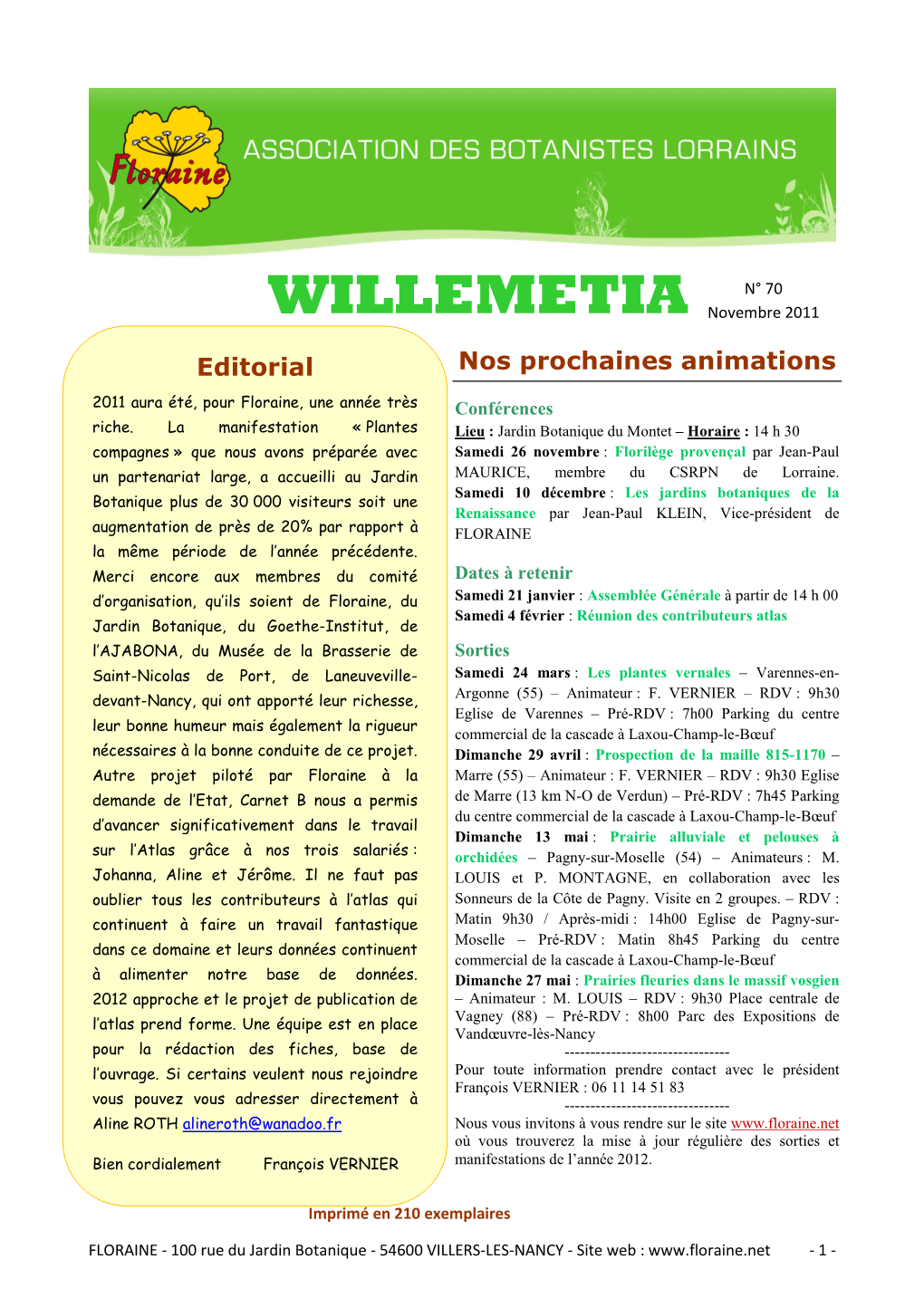 Willemetia N°70