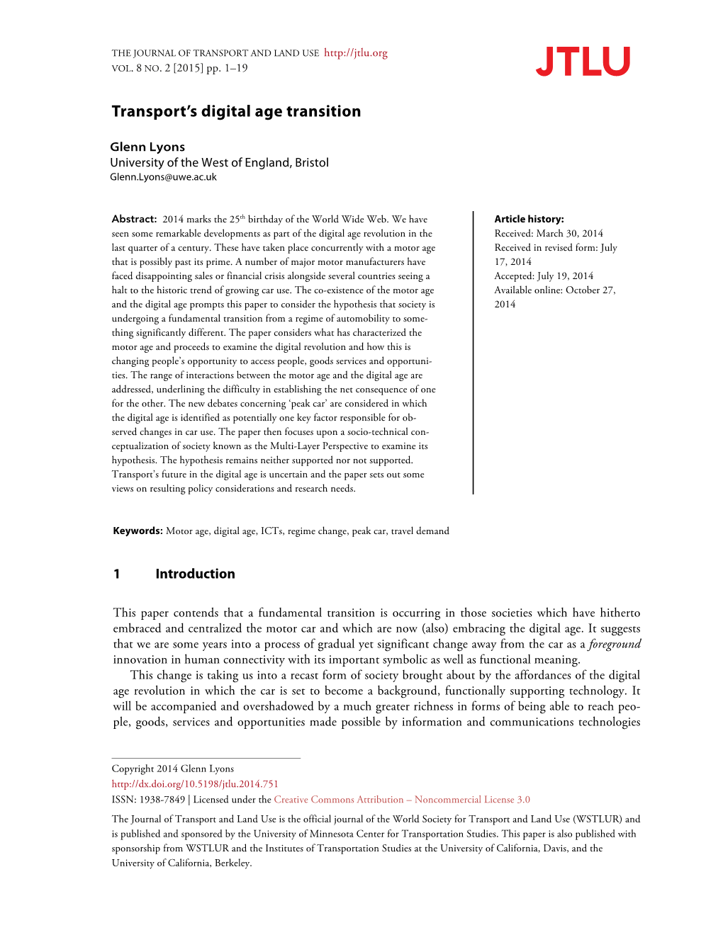 Transport's Digital Age Transition