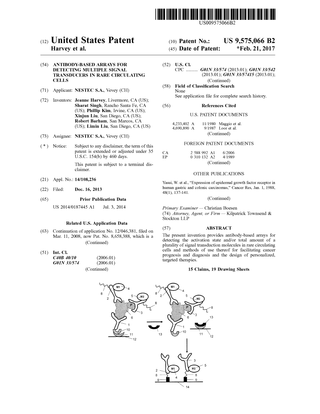 (12) United States Patent (10) Patent No.: US 9,575,066 B2 Harvey Et Al