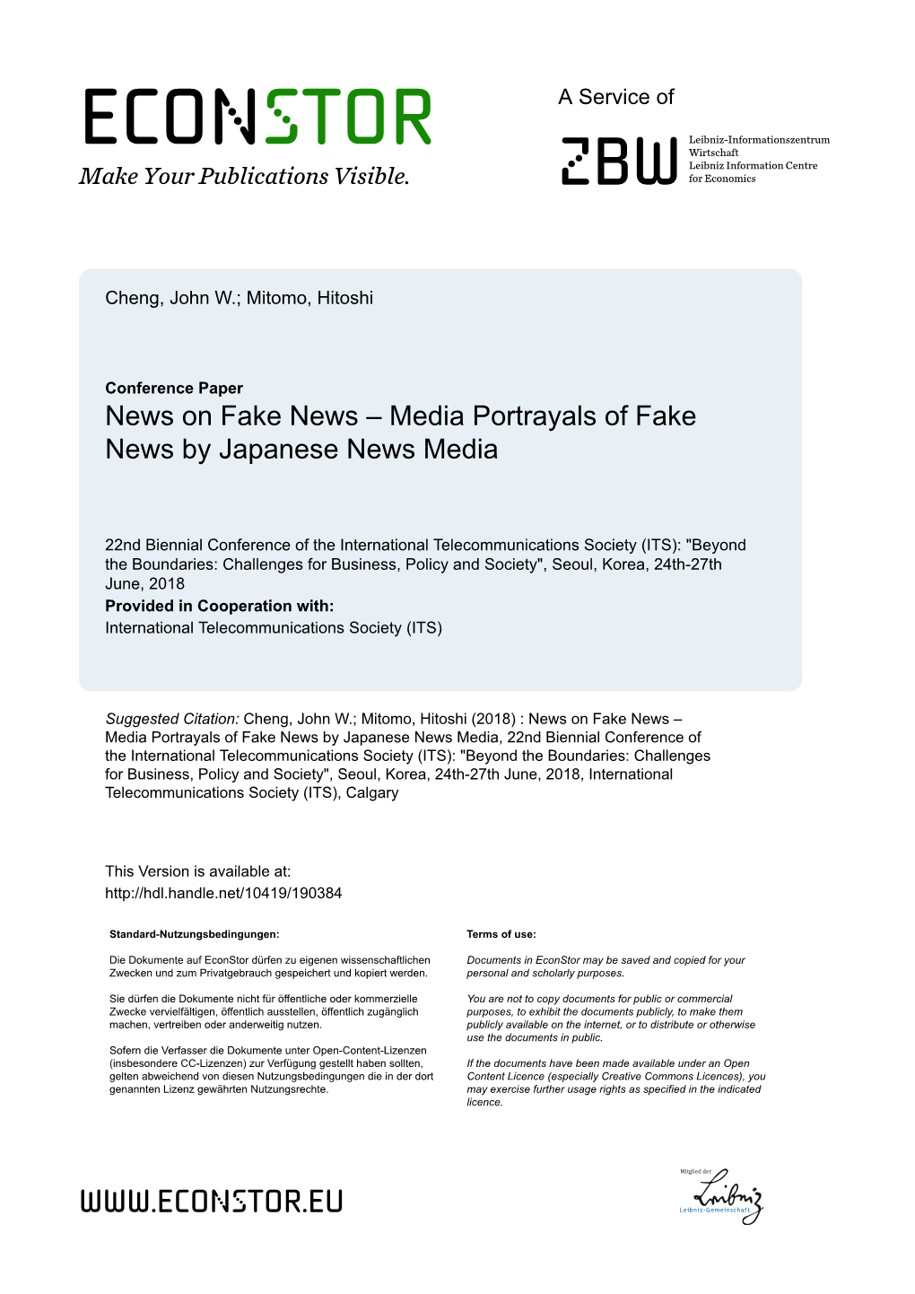 Media Portrayals of Fake News by Japanese News Media