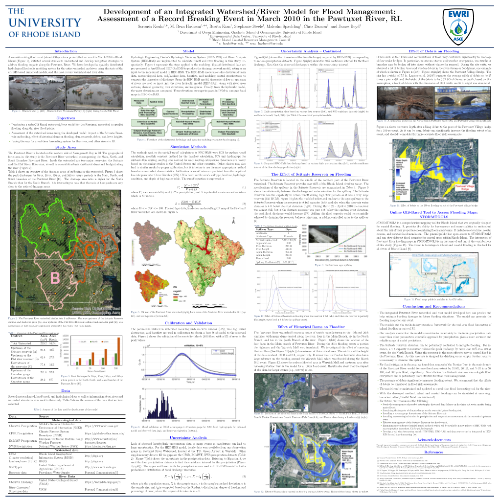 Development of an Integrated Watershed/River Model for Flood Management: Assessment of a Record Breaking Event in March 2010 in the Pawtuxet River, RI