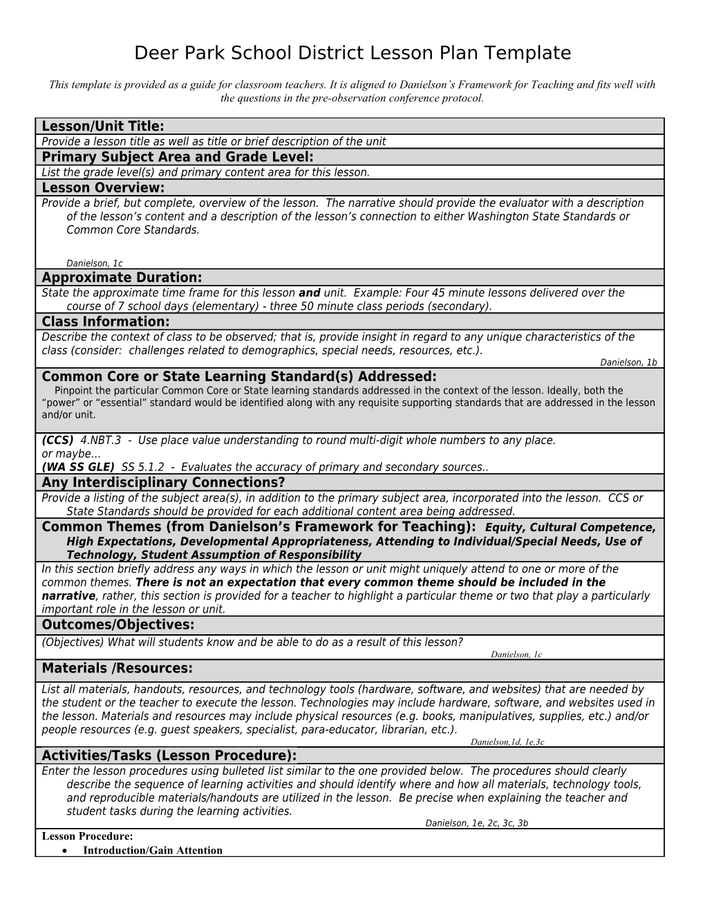 Making Connections Lesson Plan Template