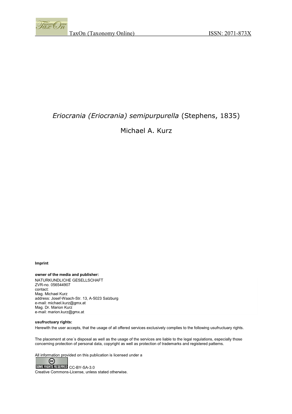 Eriocrania) Semipurpurella (Stephens, 1835