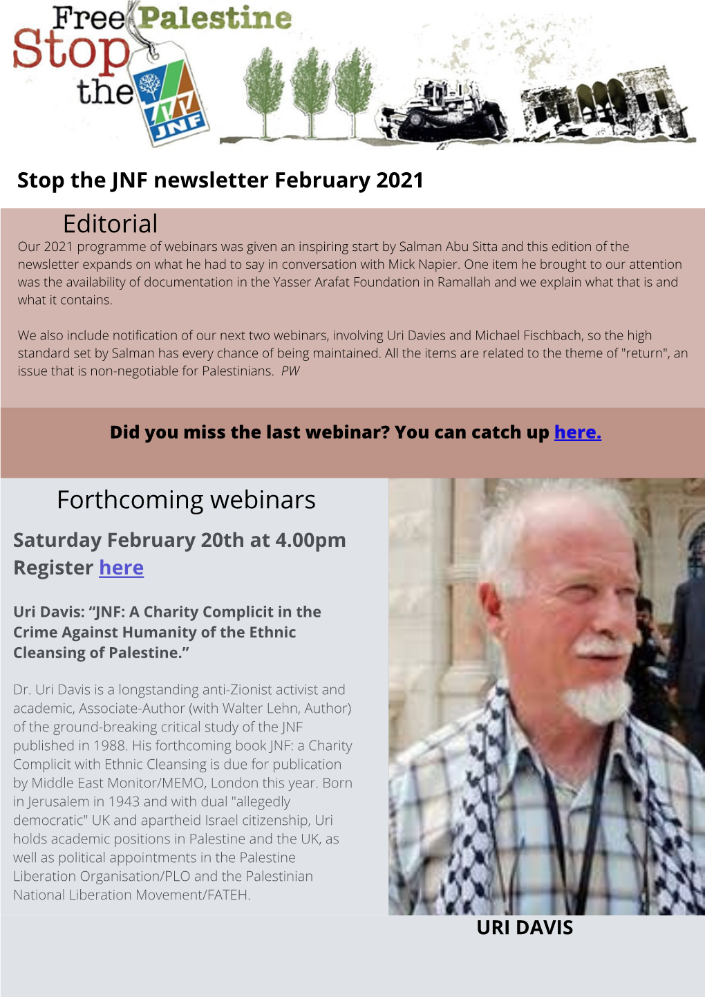 Stop the JNF Newsletter February 2021