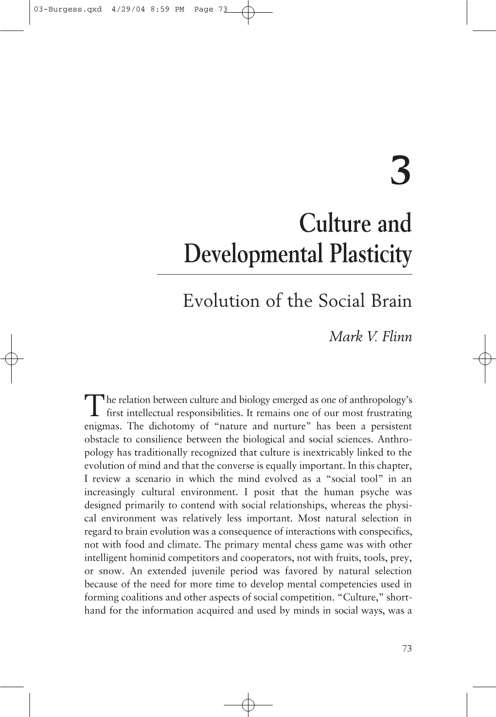 Culture and Developmental Plasticity