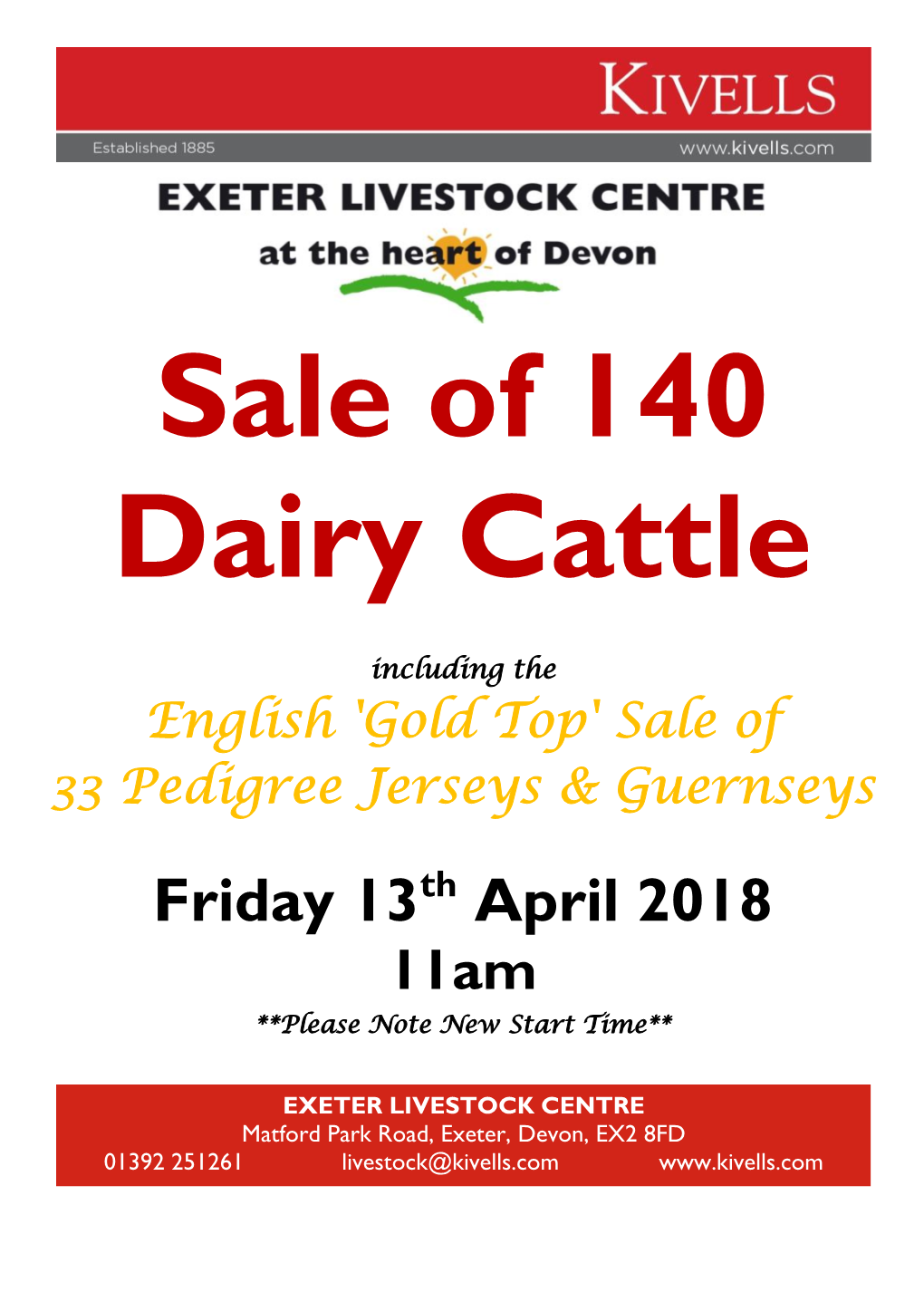 Sale of 140 Dairy Cattle