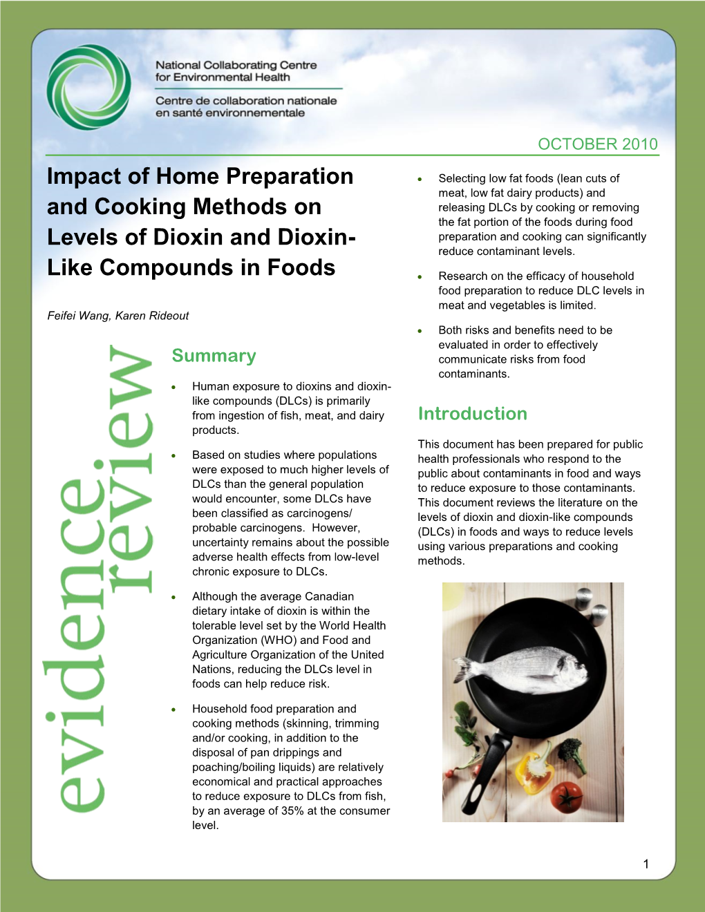 Impact of Home Preparation and Cooking Methods on Levels Of