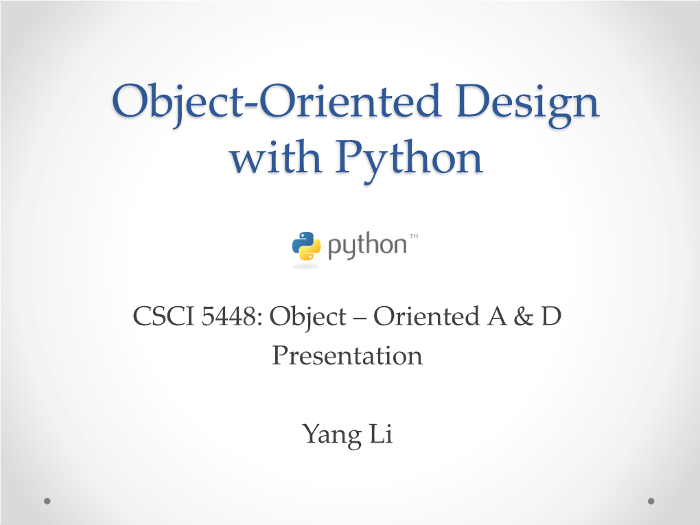 Object-Oriented Design with Python