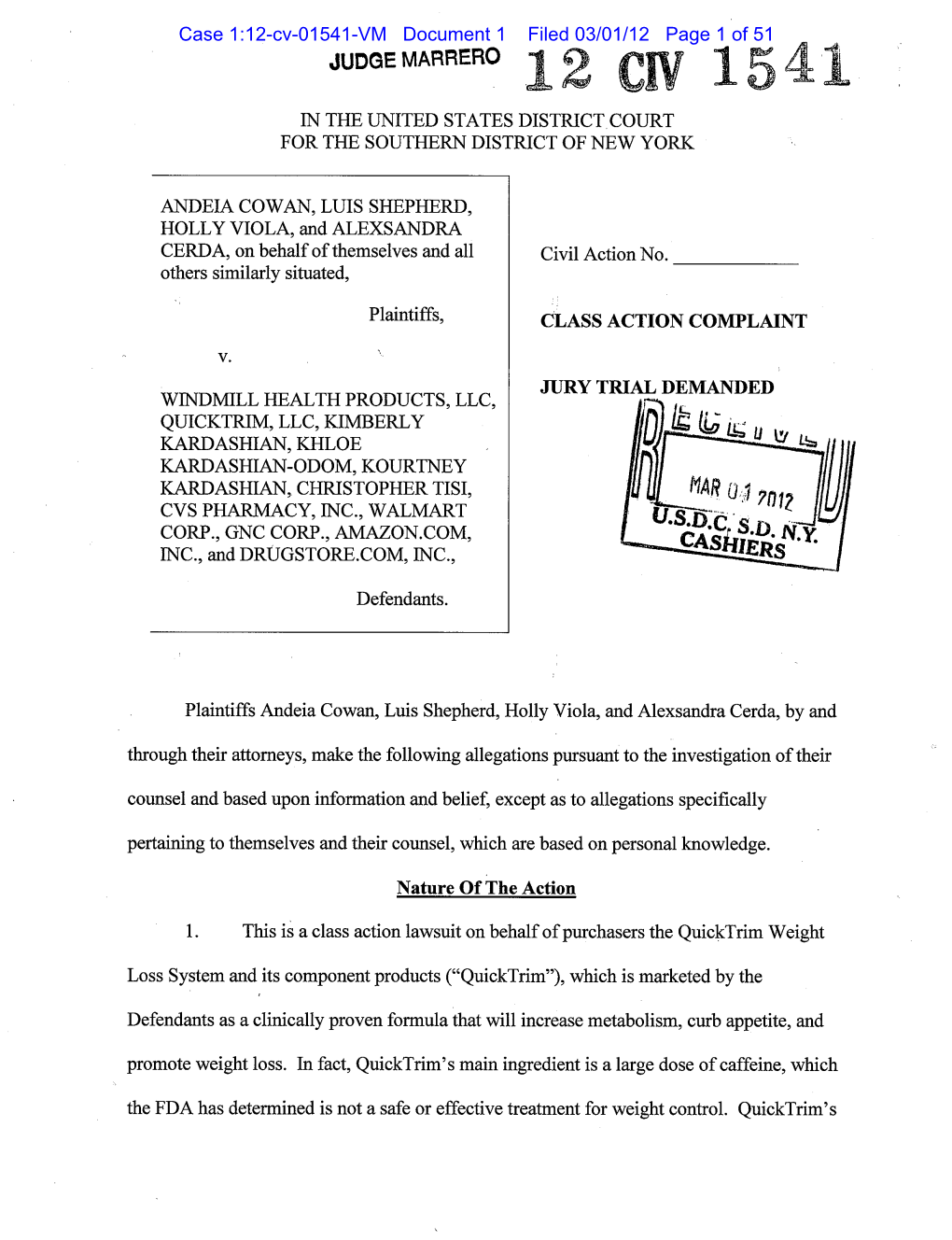 Case 1:12-Cv-01541-VM Document 1 Filed 03/01/12 Page 1 of 51 Case 1:12-Cv-01541-VM Document 1 Filed 03/01/12 Page 2 of 51