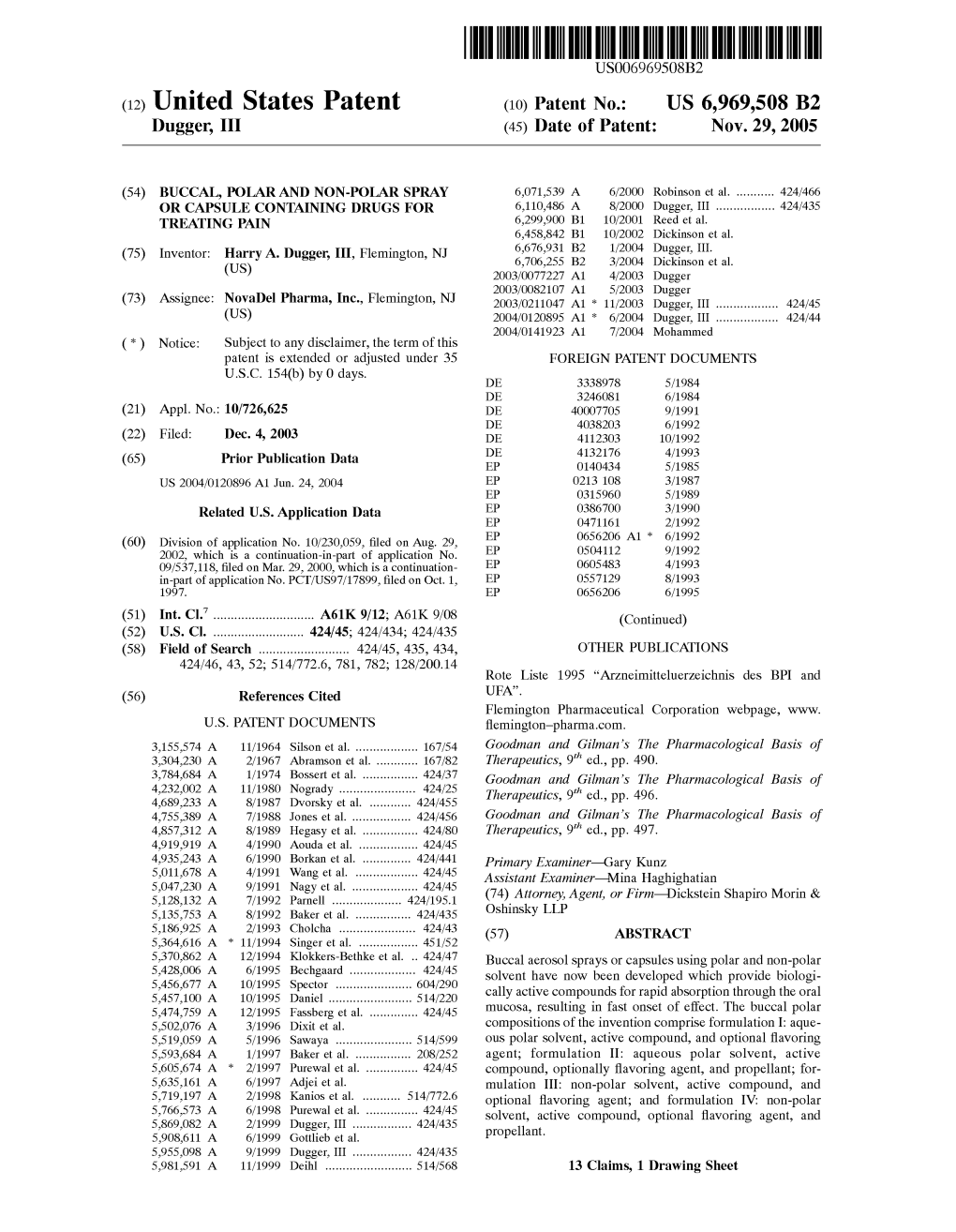 (12) United States Patent (10) Patent No.: US 6,969,508 B2 Dugger, III (45) Date of Patent: Nov