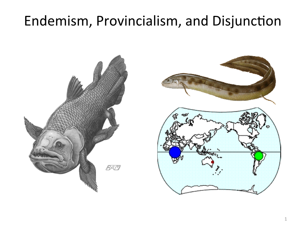 Endemism, Provincialism, and Disjunc*On