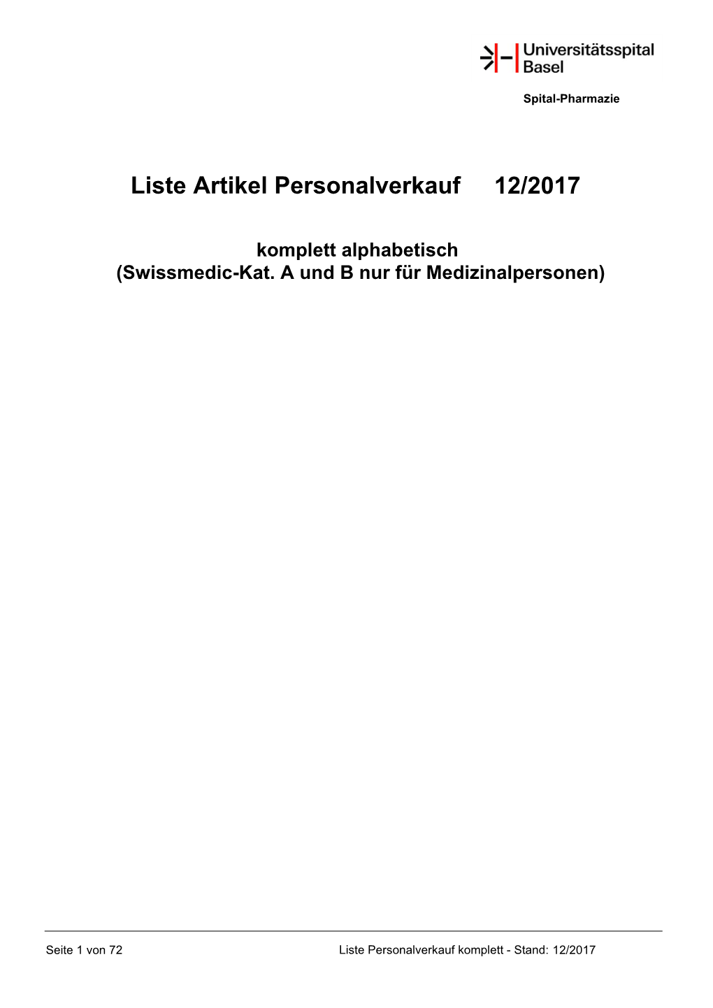 Liste Artikel Personalverkauf 12/2017