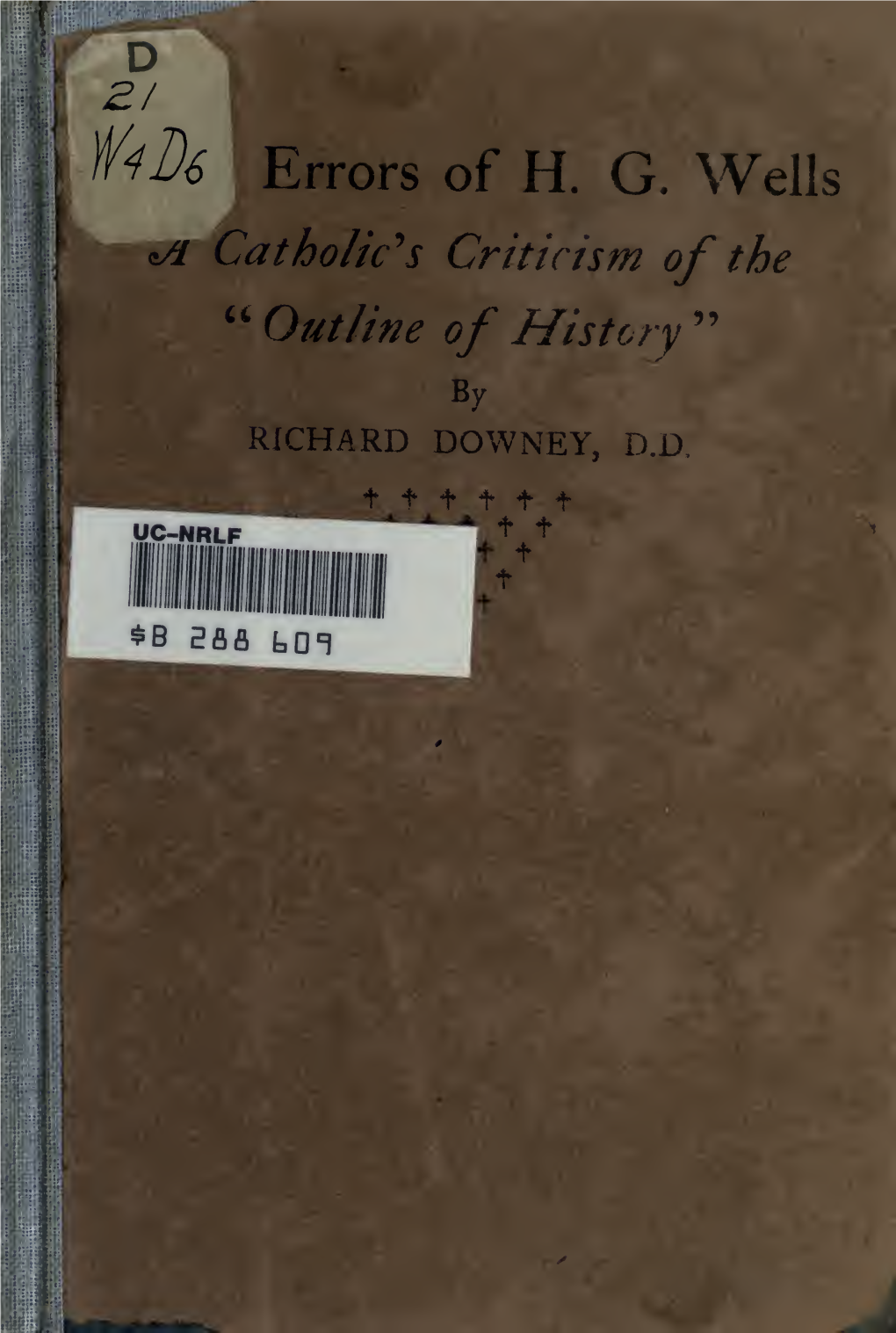 Some Errors of H.G. Wells; a Catholic's Criticism of the 