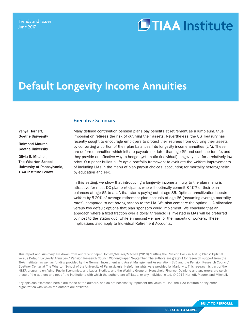 Default Longevity Income Annuities