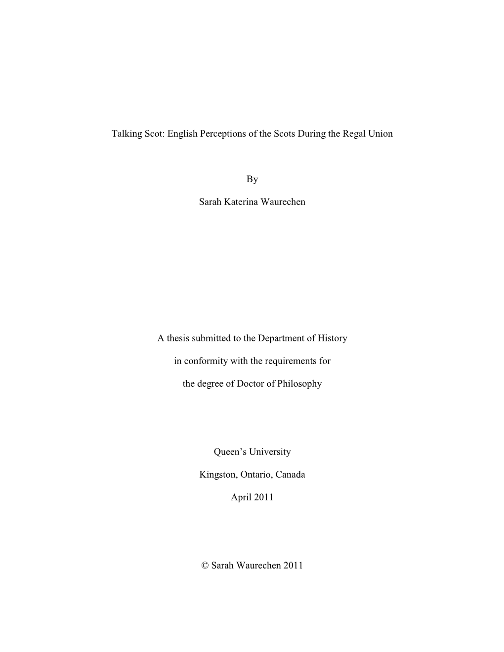 English Perceptions of the Scots During the Regal Union by Sarah