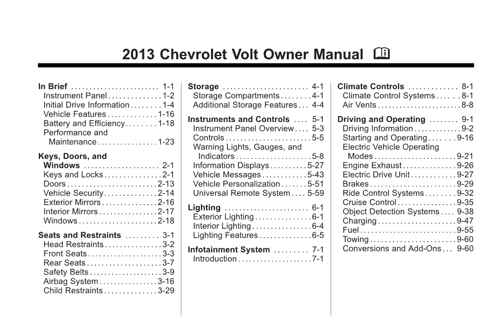 2013 Chevrolet Volt Owner Manual M