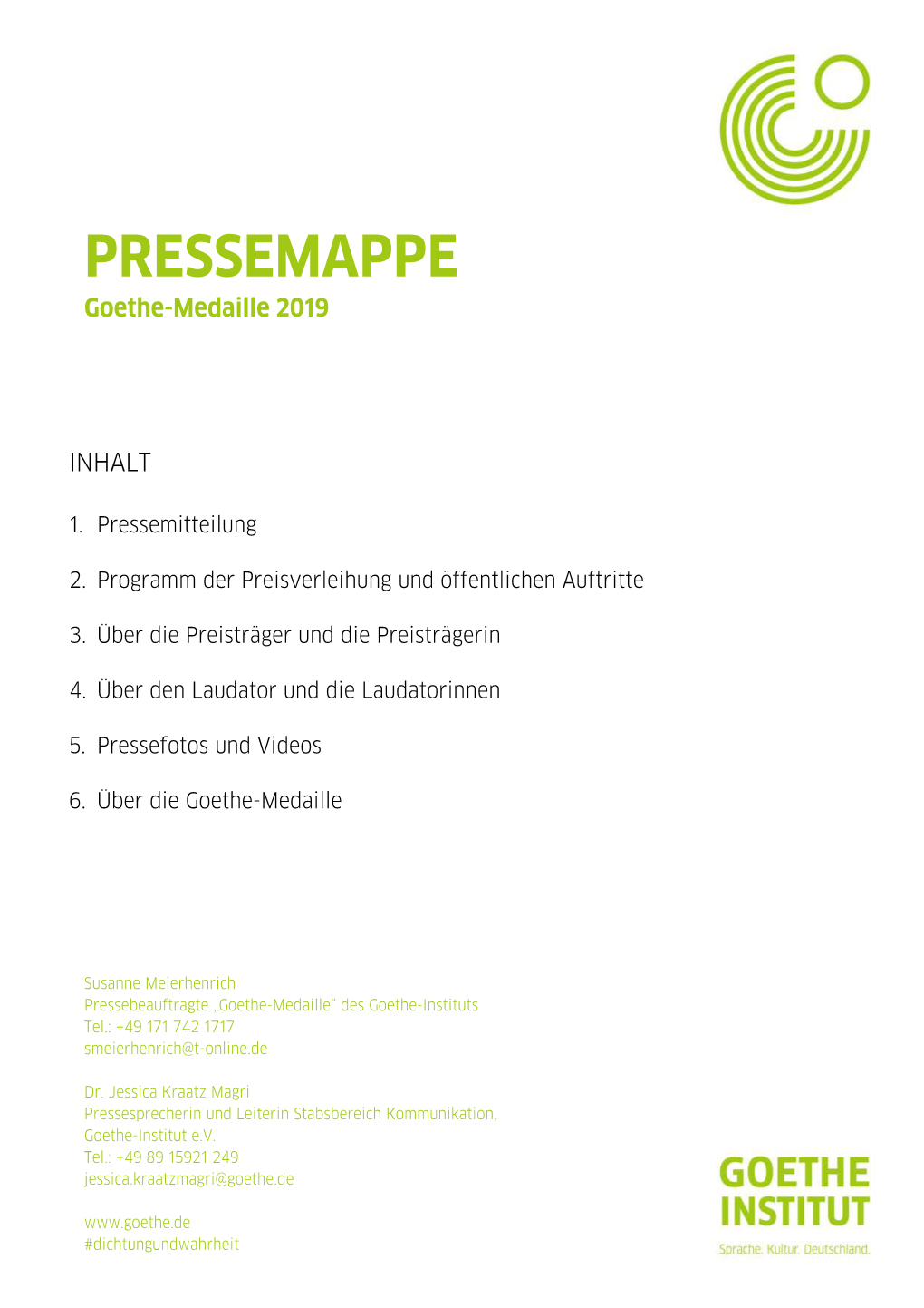 PRESSEMAPPE Goethe-Medaille 2019