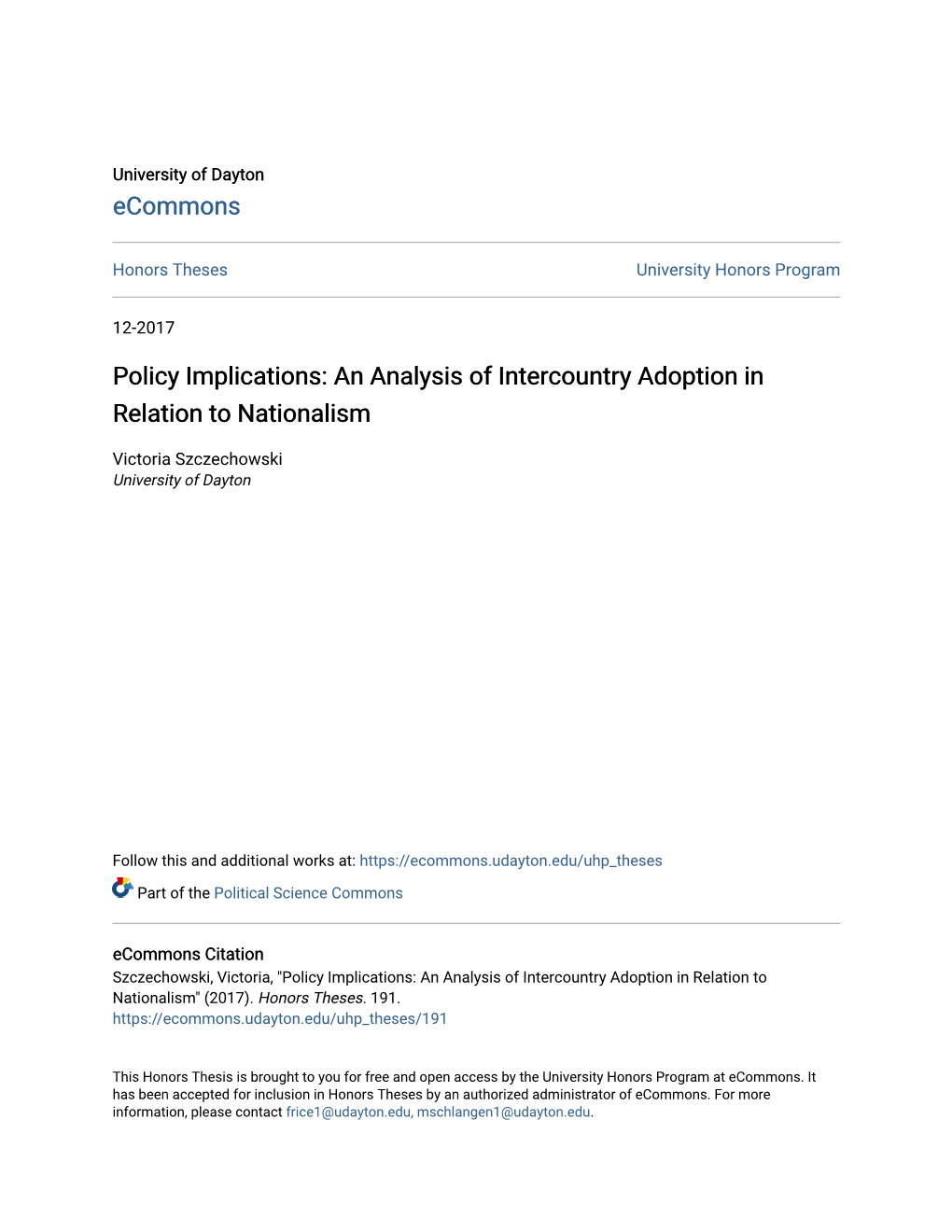 An Analysis of Intercountry Adoption in Relation to Nationalism