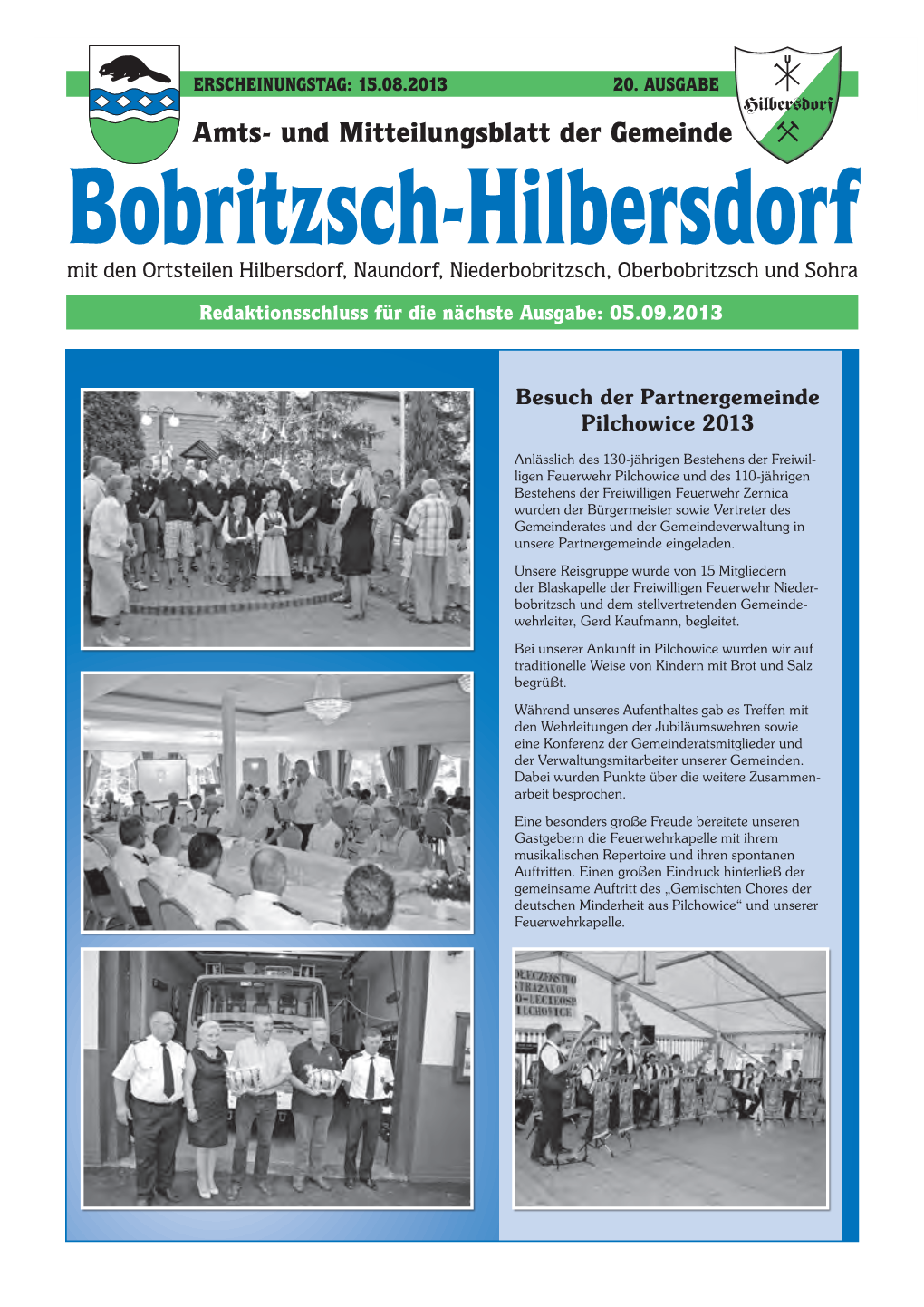 Amts- Und Mitteilungsblatt Der Gemeinde Bobritzsch-Hilbersdorf Mit Den Ortsteilen Hilbersdorf, Naundorf, Niederbobritzsch, Oberbobritzsch Und Sohra