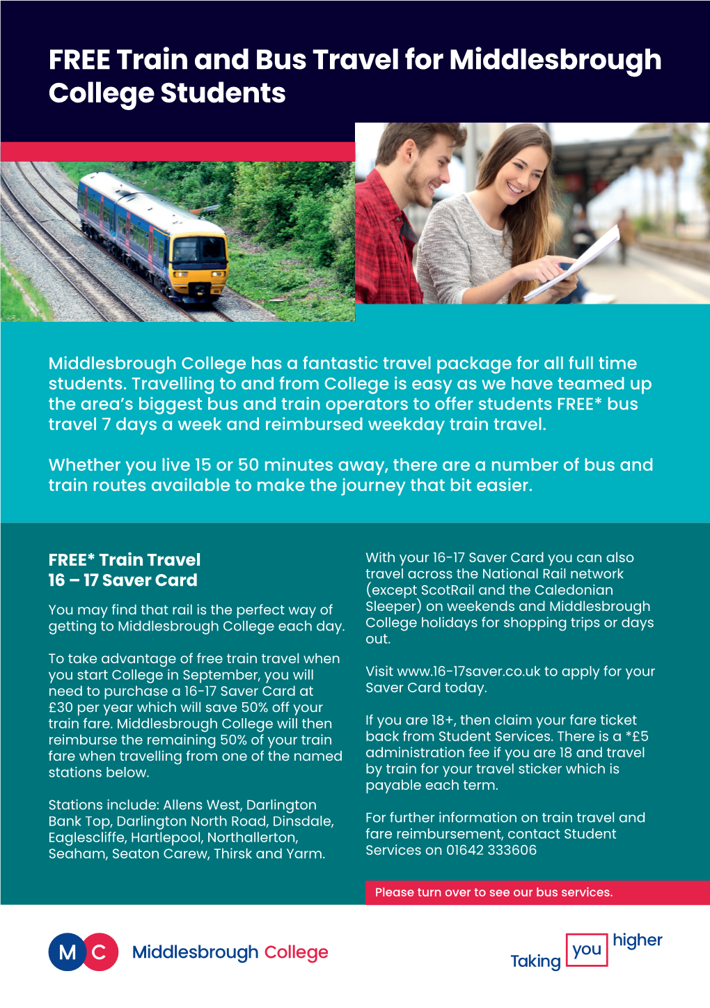 FREE Train and Bus Travel for Middlesbrough College Students