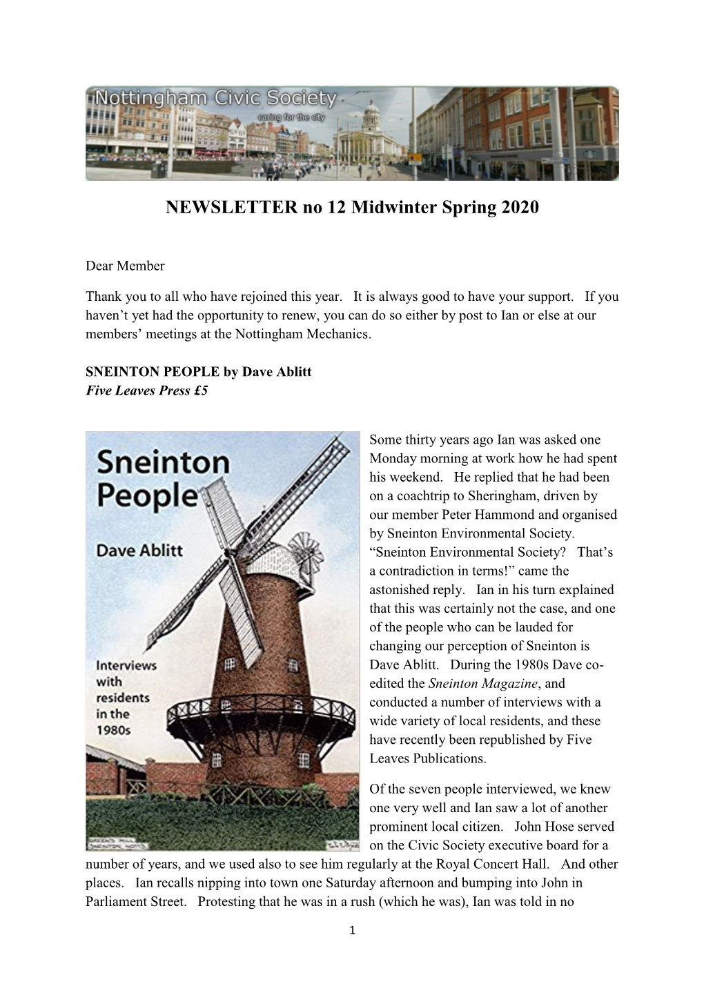 NEWSLETTER No 12 Midwinter Spring 2020