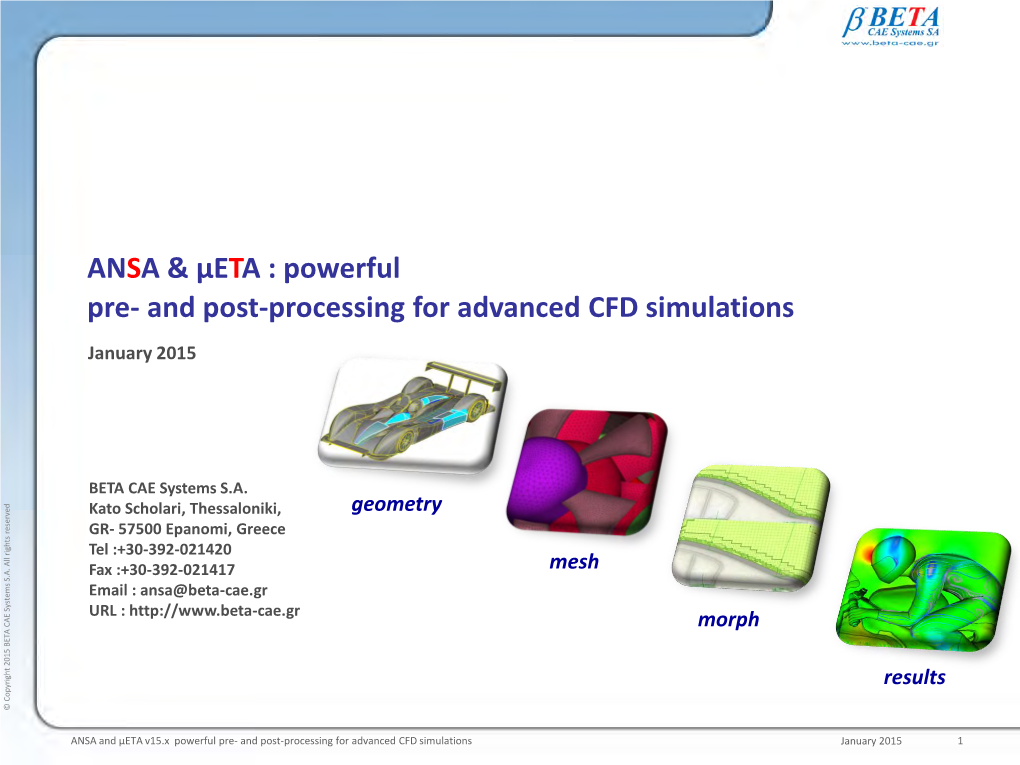 ANSA & Μeta : Powerful Pre- and Post-Processing for Advanced CFD