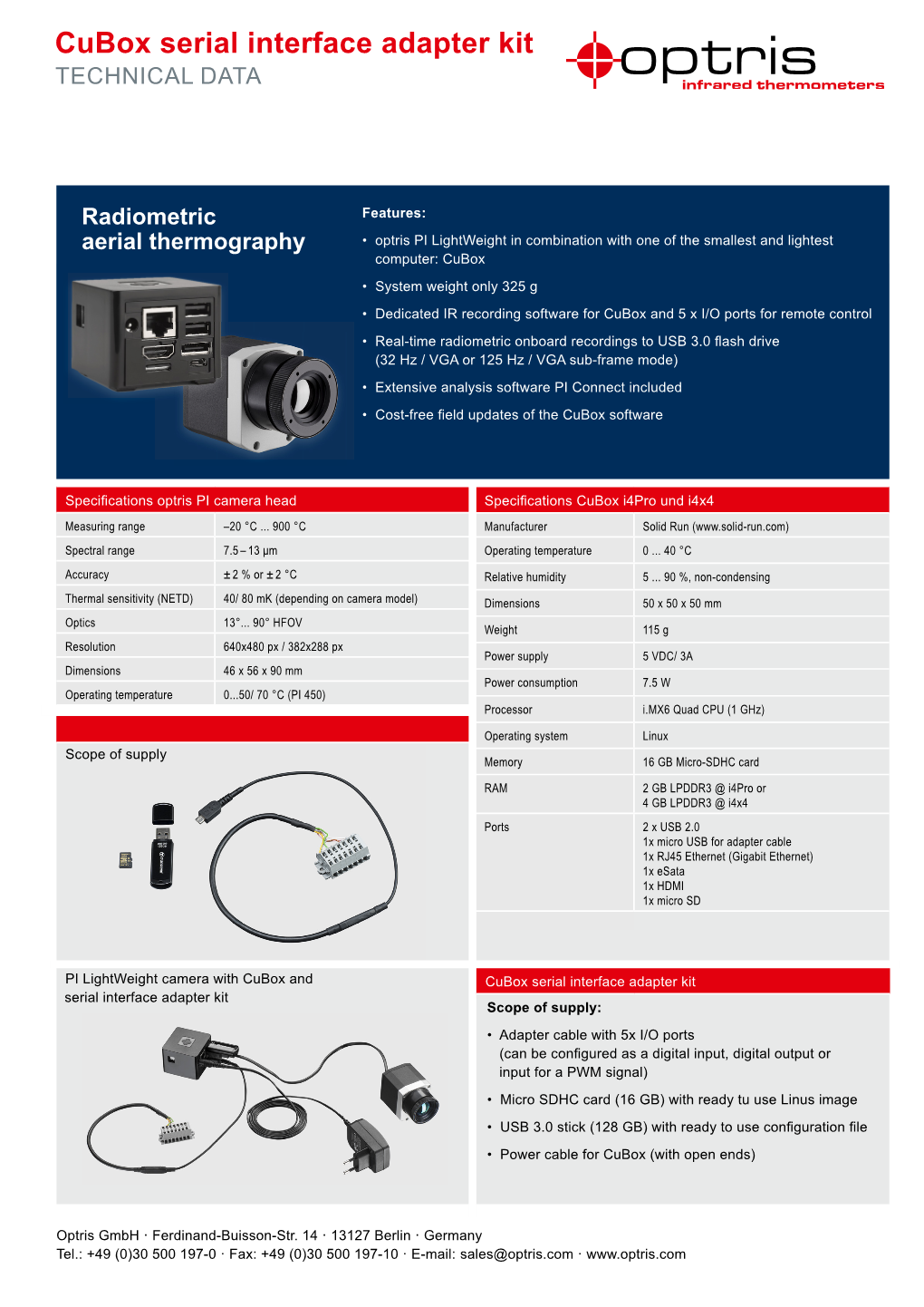 Cubox Serial Interface Adapter Kit TECHNICAL DATA